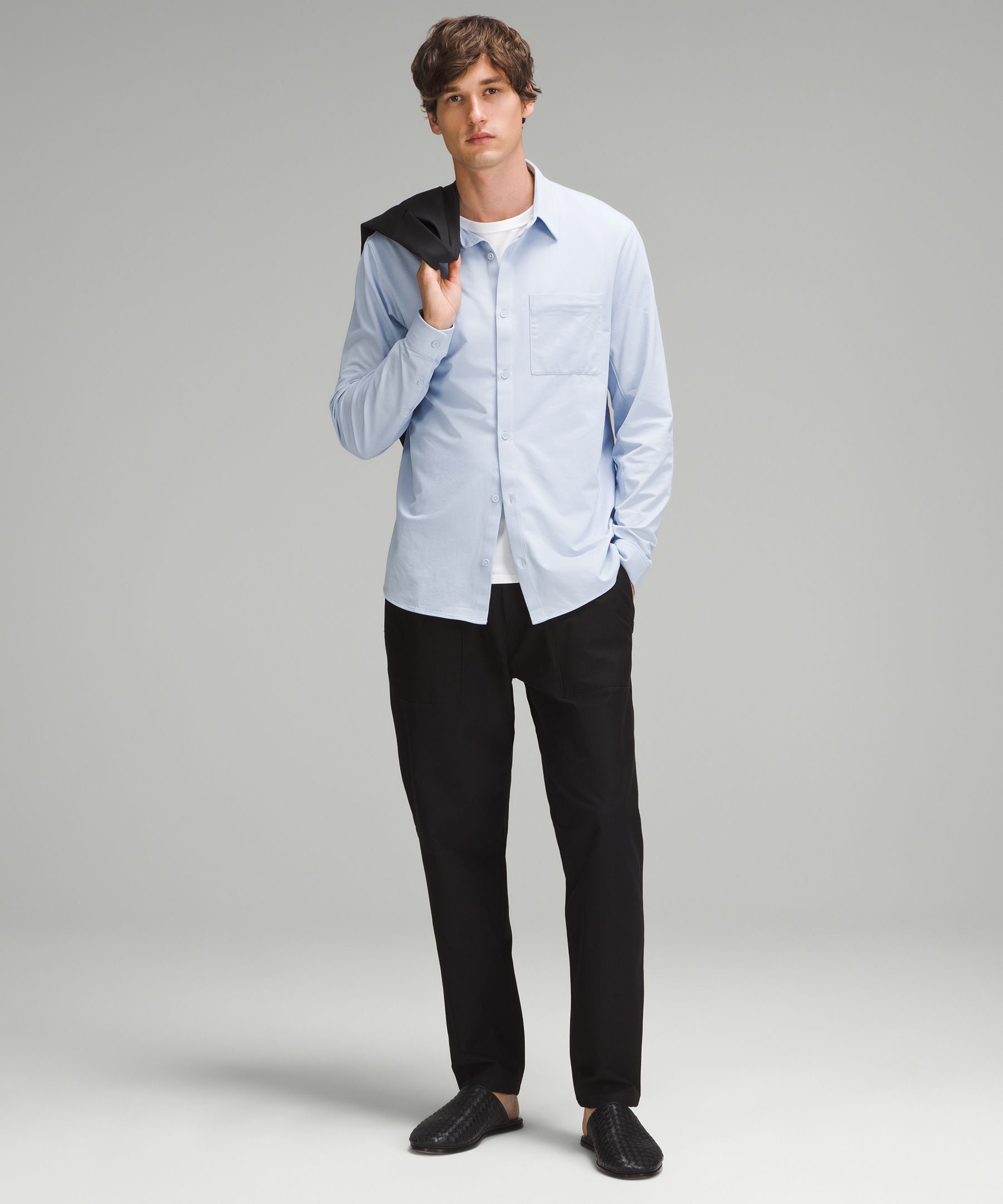 Lululemon Commission Long-Sleeve Shirt *Pocket Blue Linen/White