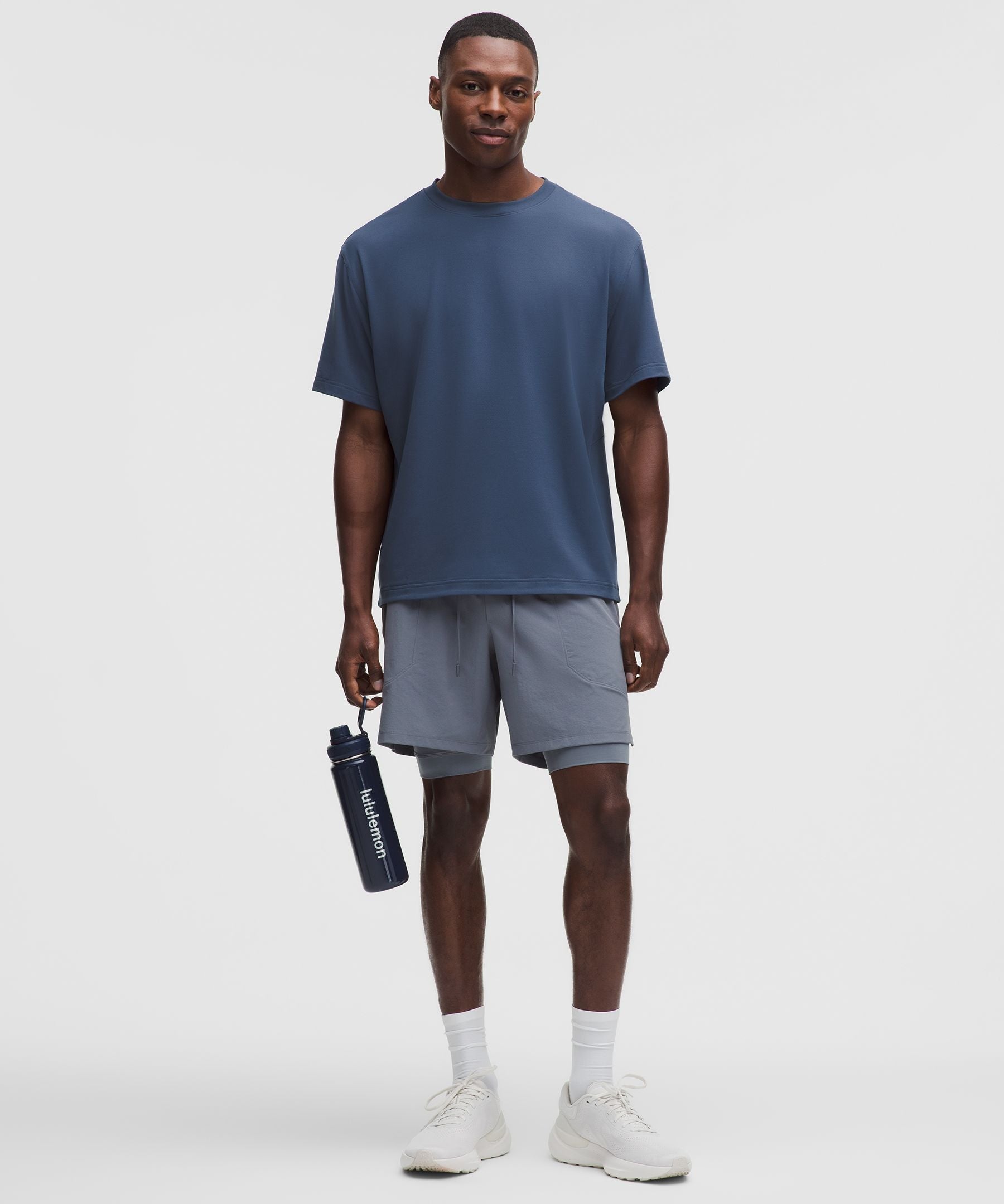 Lululemon EasySet Training Short-Sleeve Shirt Blue Twill