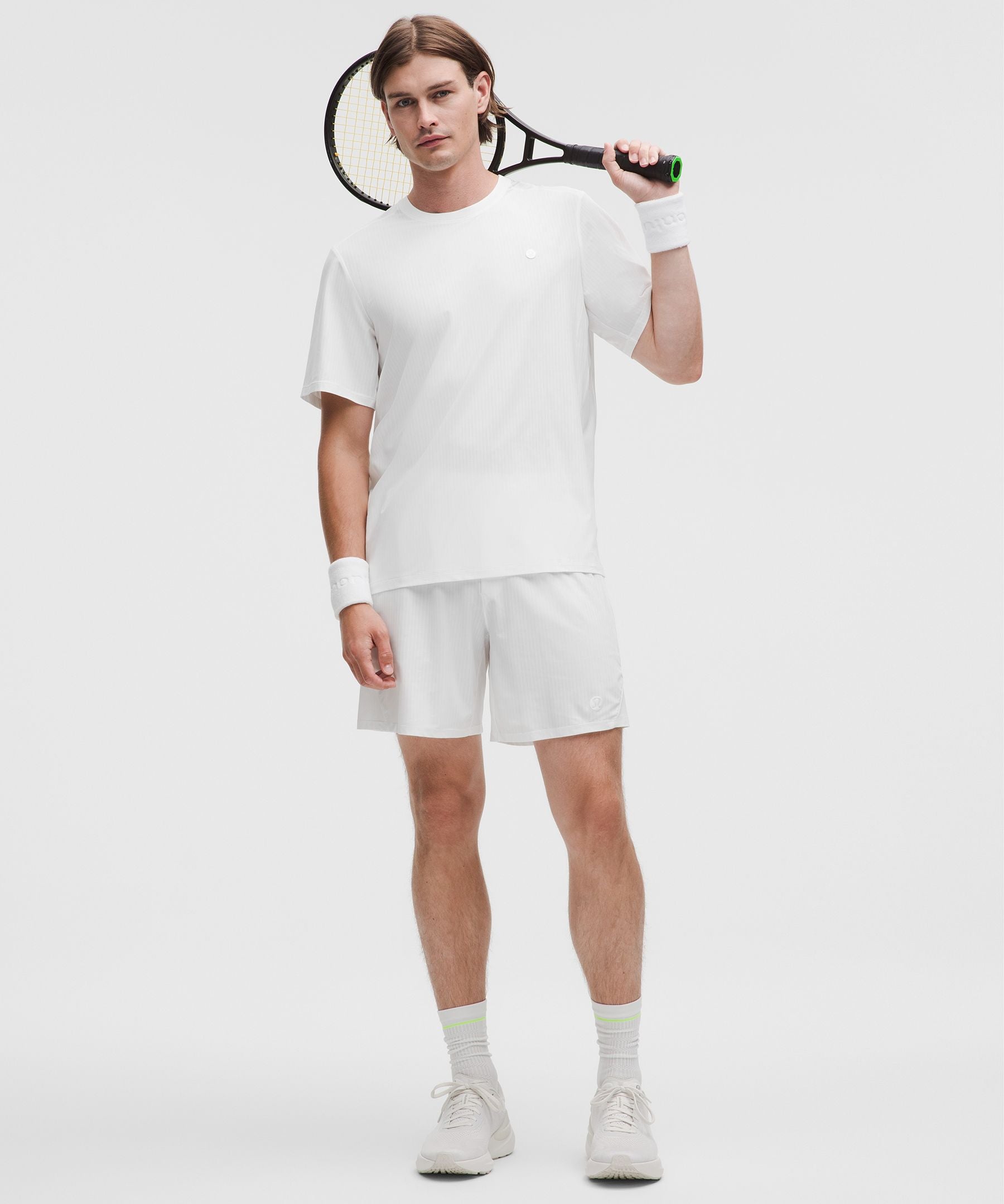 Lululemon UV-Protective Striped Mesh Tennis T-Shirt White