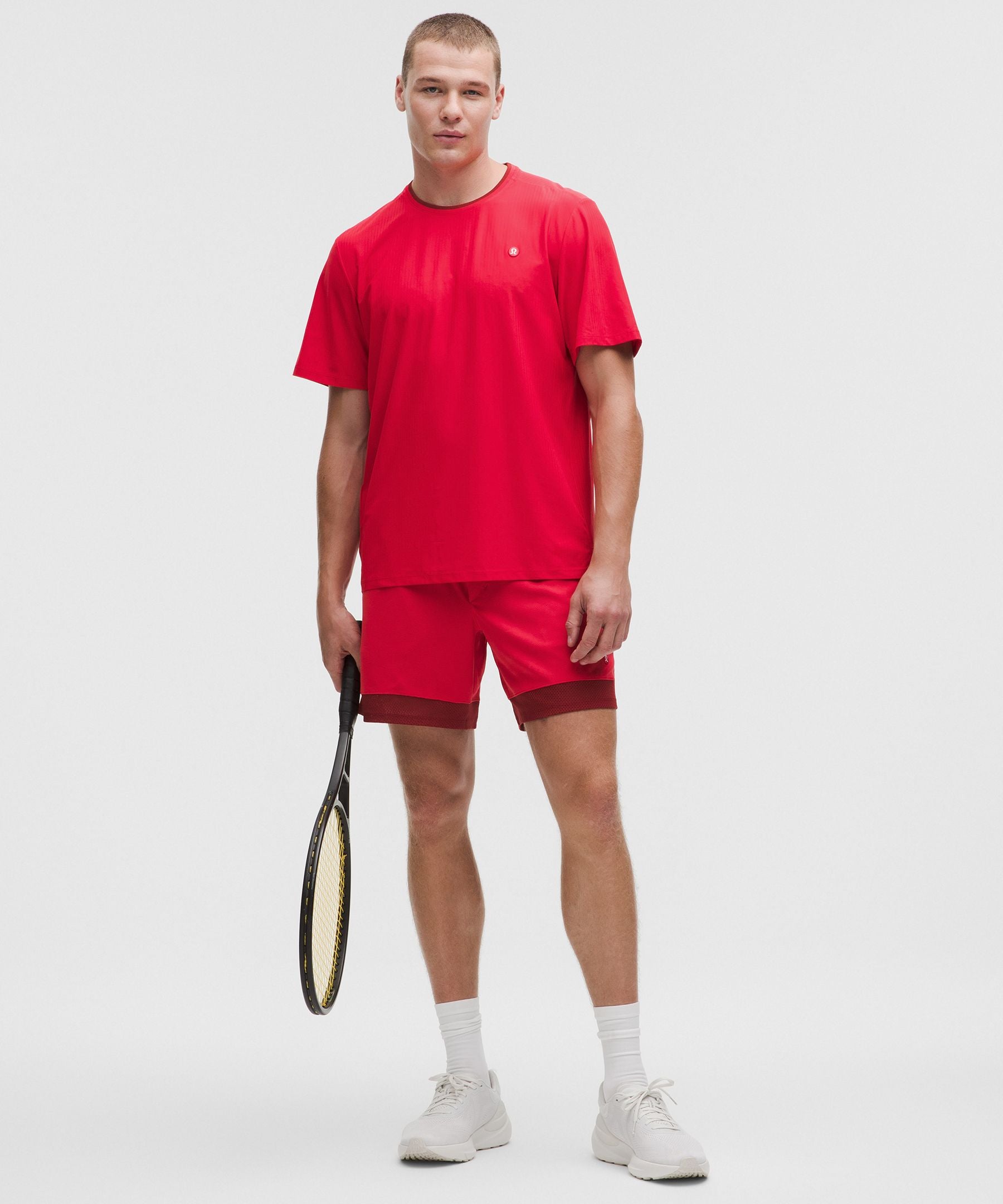 Lululemon UV-Protective Striped Mesh Tennis T-Shirt Lulu Red