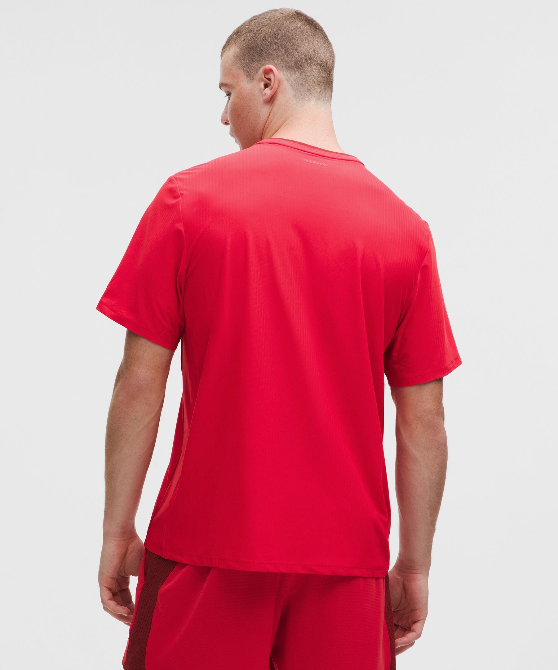 Lululemon UV-Protective Striped Mesh Tennis T-Shirt Lulu Red