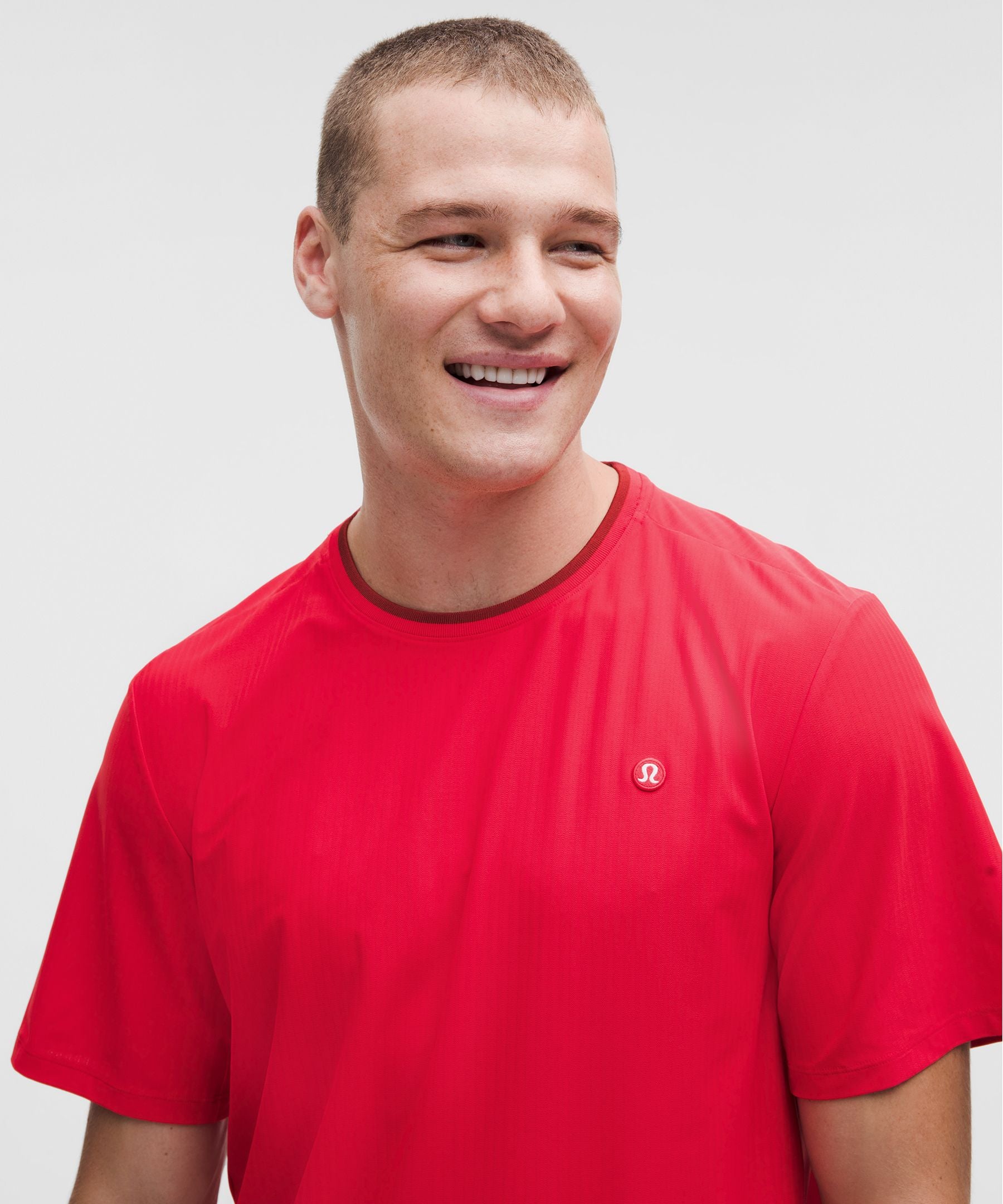 Lululemon UV-Protective Striped Mesh Tennis T-Shirt Lulu Red