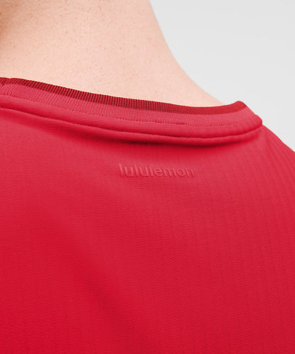 Lululemon UV-Protective Striped Mesh Tennis T-Shirt Lulu Red