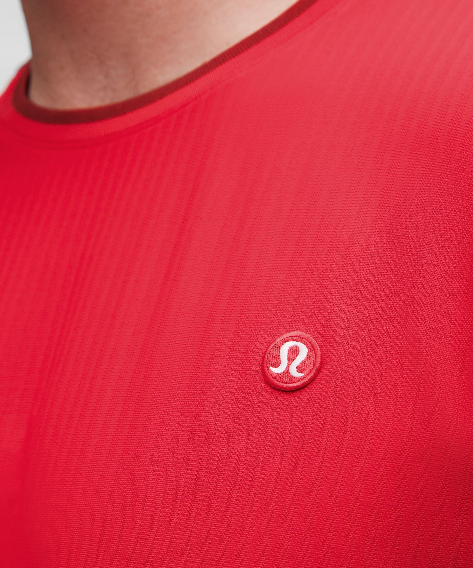 Lululemon UV-Protective Striped Mesh Tennis T-Shirt Lulu Red