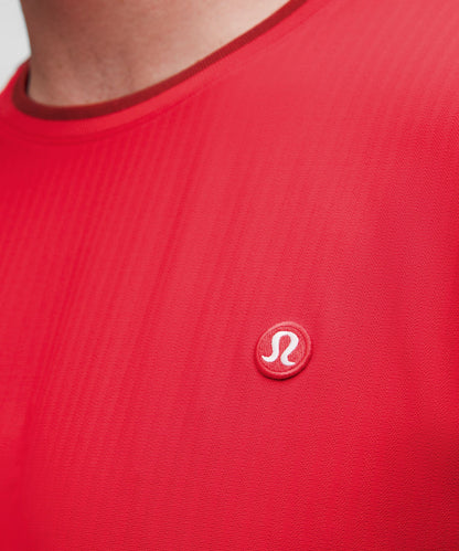 Lululemon UV-Protective Striped Mesh Tennis T-Shirt Lulu Red
