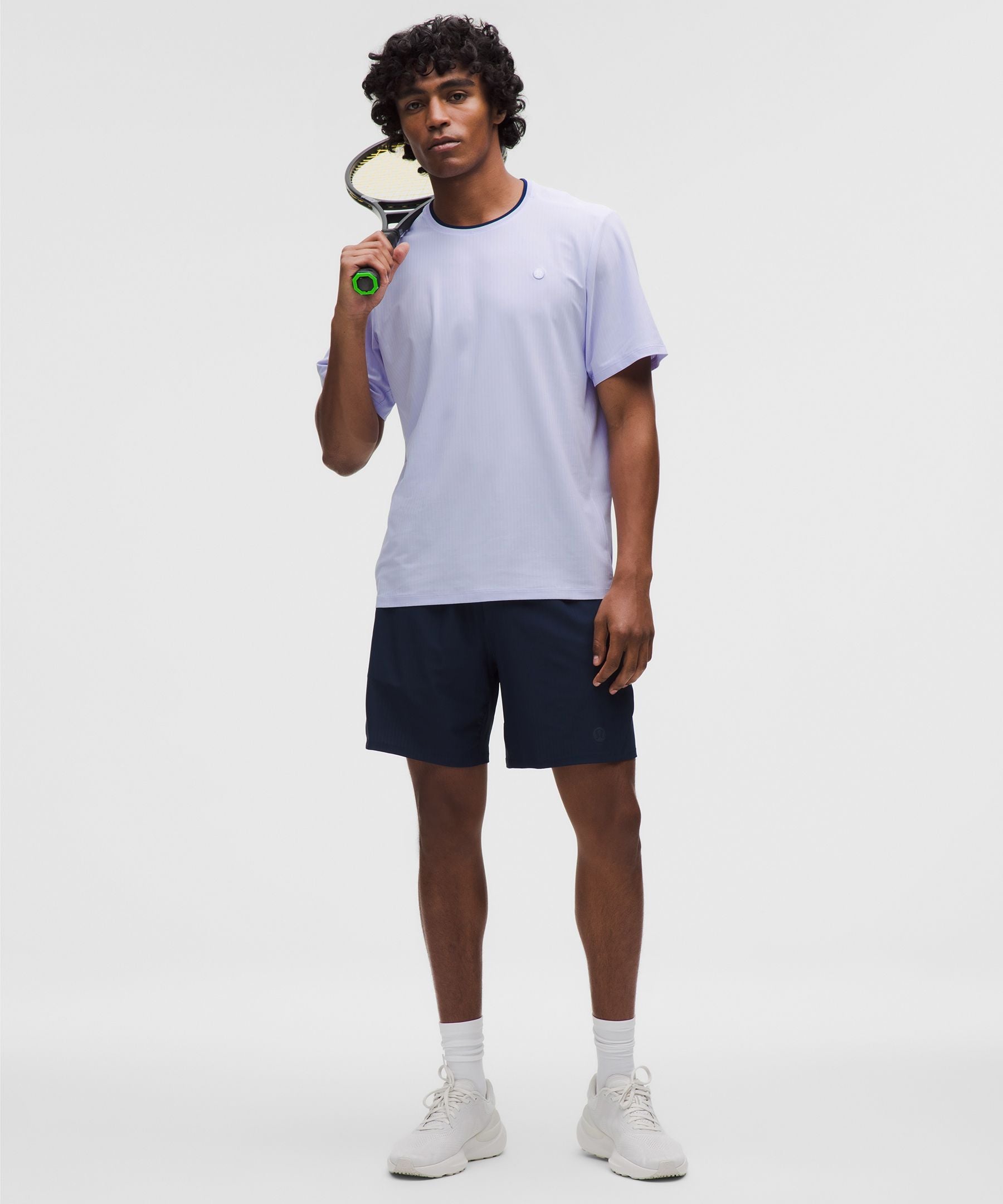 Lululemon UV-Protective Striped Mesh Tennis T-Shirt Serene Blue