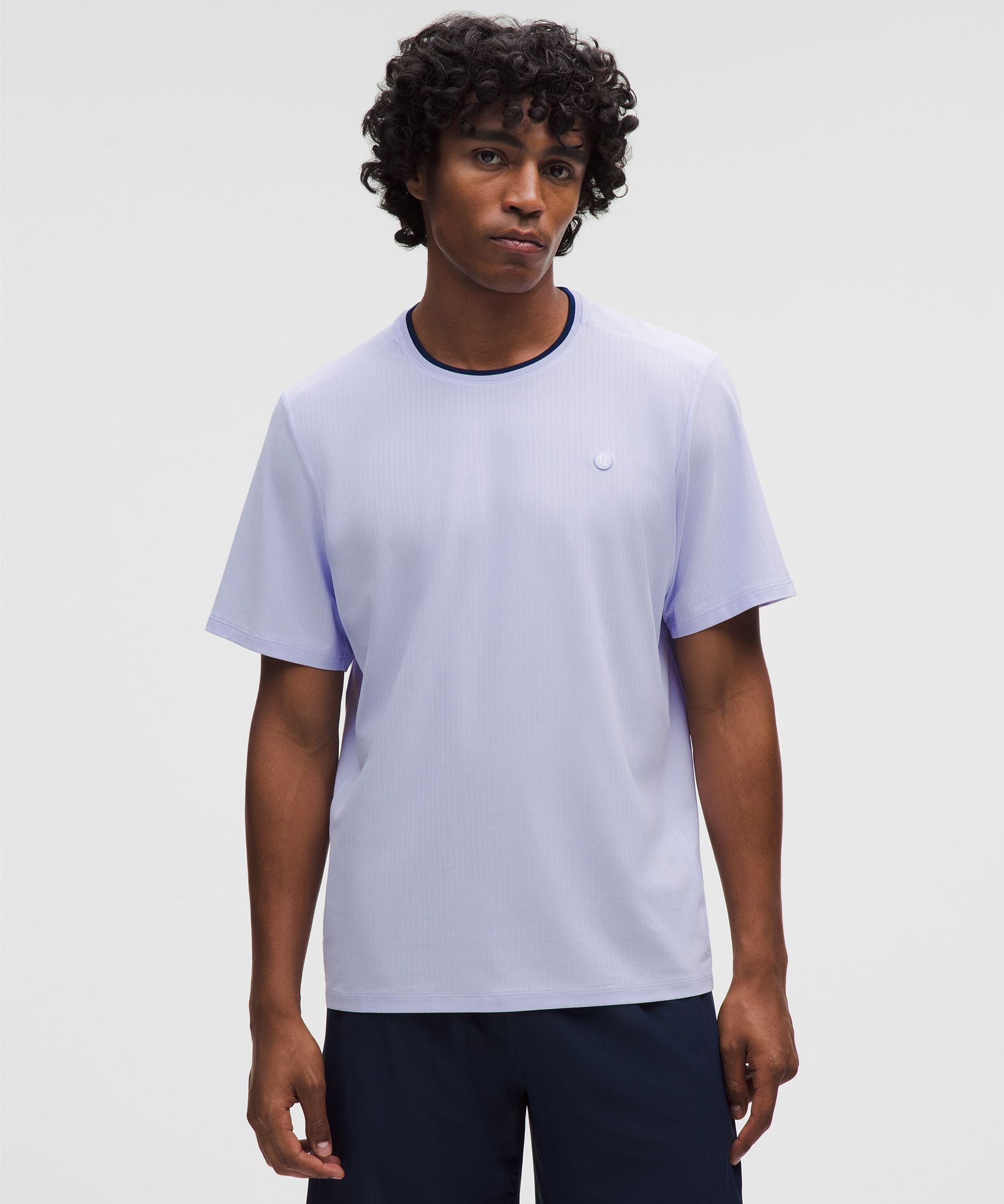 Lululemon UV-Protective Striped Mesh Tennis T-Shirt Serene Blue