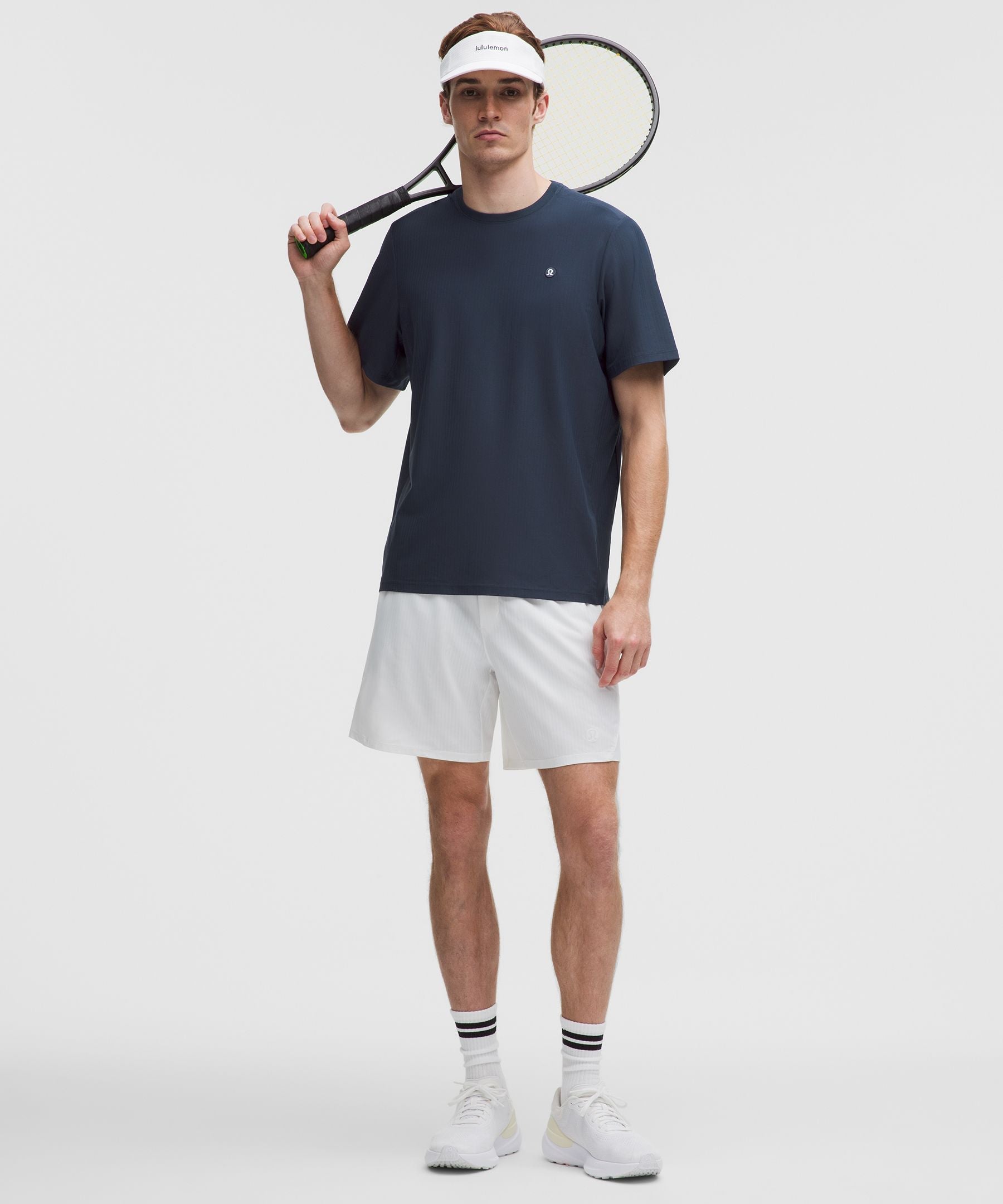 Lululemon UV-Protective Striped Mesh Tennis T-Shirt Club Blue