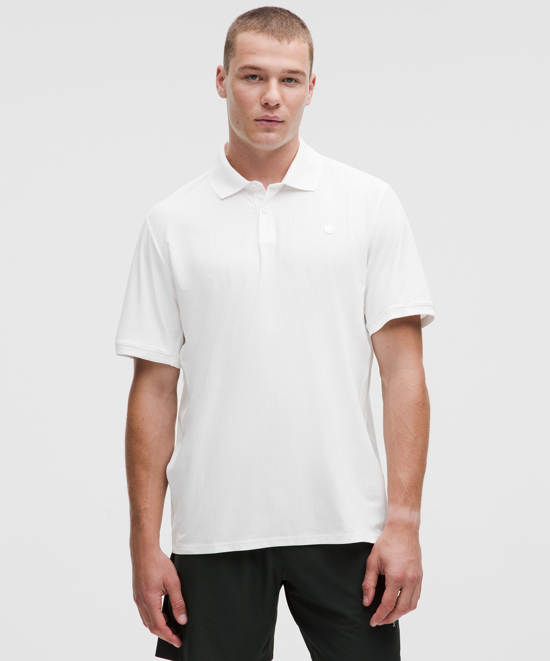 Lululemon UV-Protective Striped Mesh Tennis Polo Shirt White