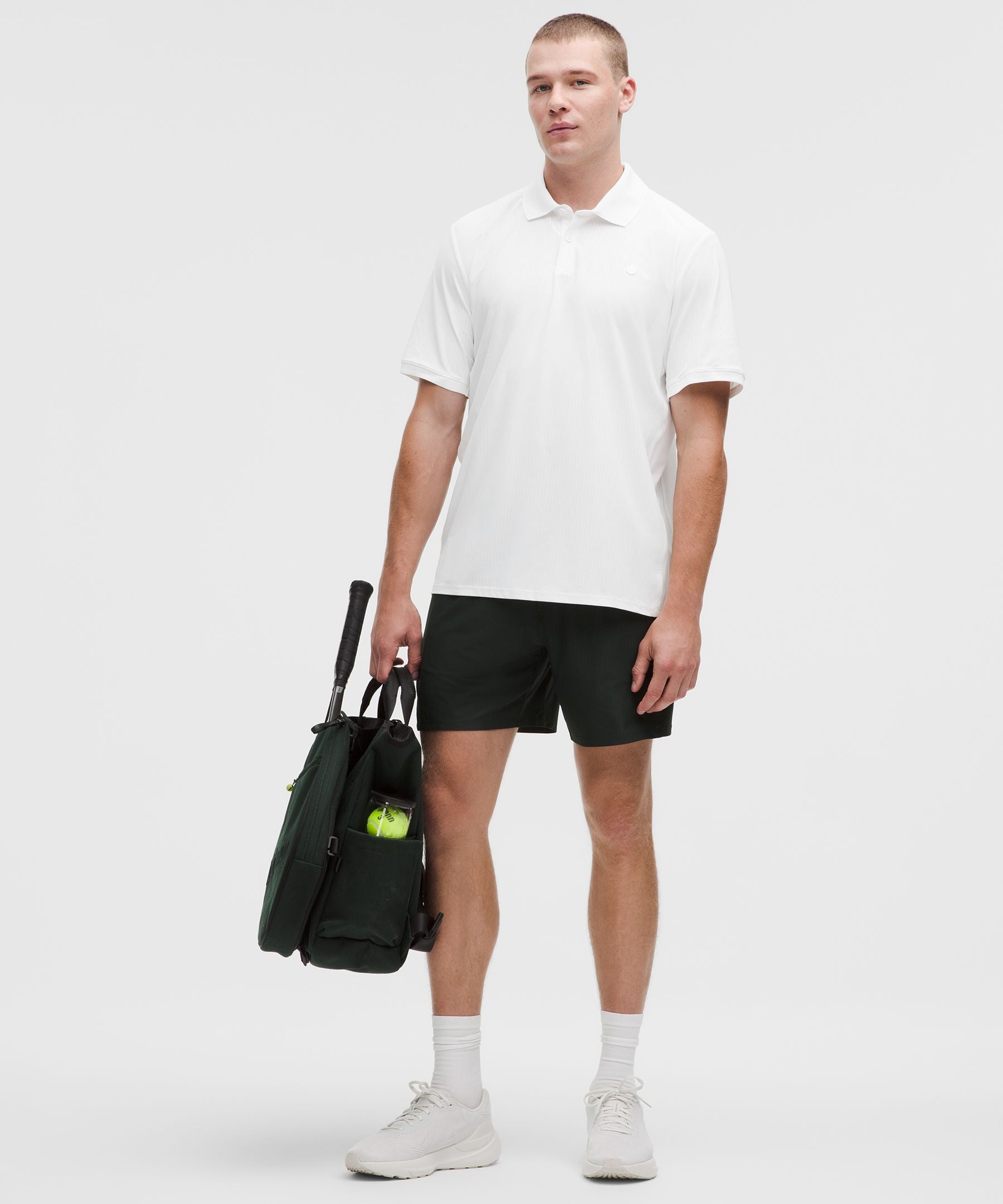 Lululemon UV-Protective Striped Mesh Tennis Polo Shirt White