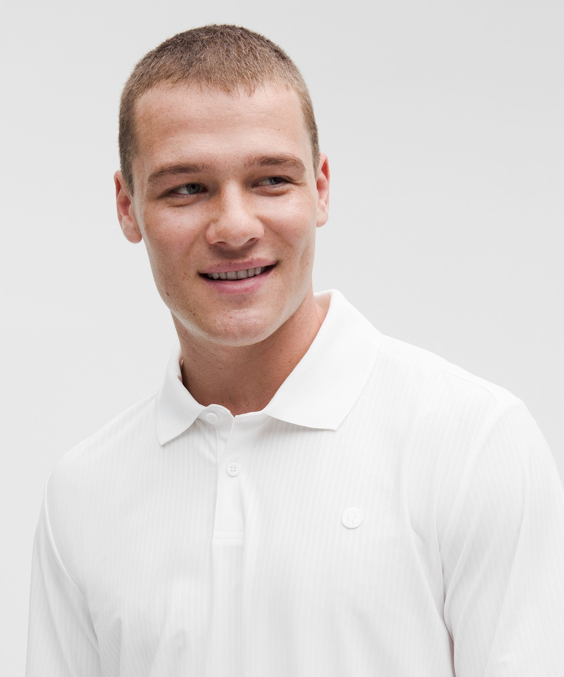 Lululemon UV-Protective Striped Mesh Tennis Polo Shirt White