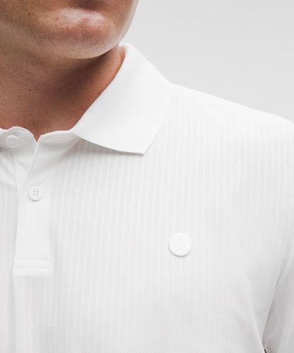 Lululemon UV-Protective Striped Mesh Tennis Polo Shirt White