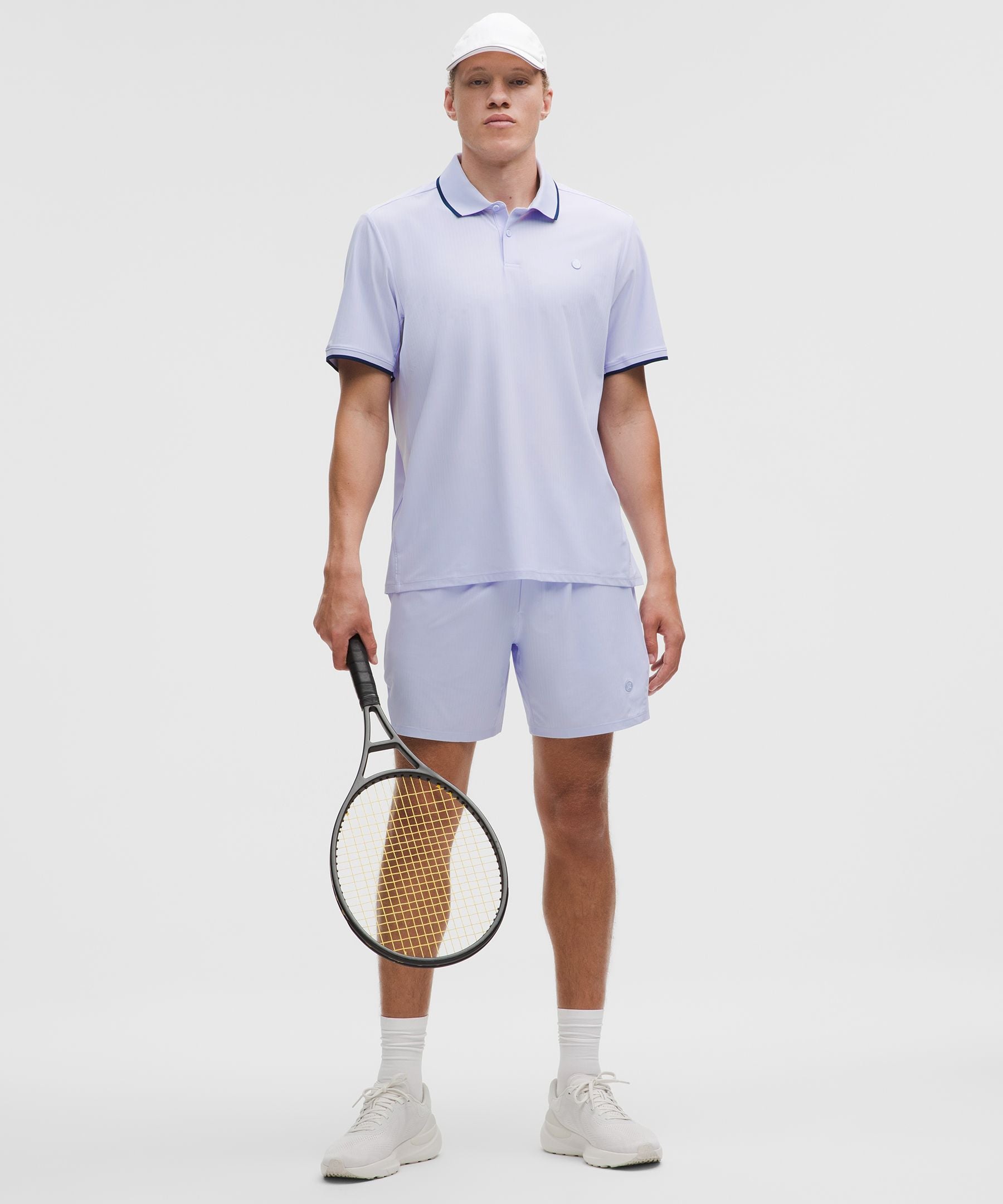 Lululemon UV-Protective Striped Mesh Tennis Polo Shirt Serene Blue