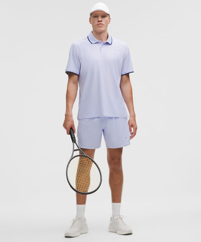 Lululemon UV-Protective Striped Mesh Tennis Polo Shirt Serene Blue