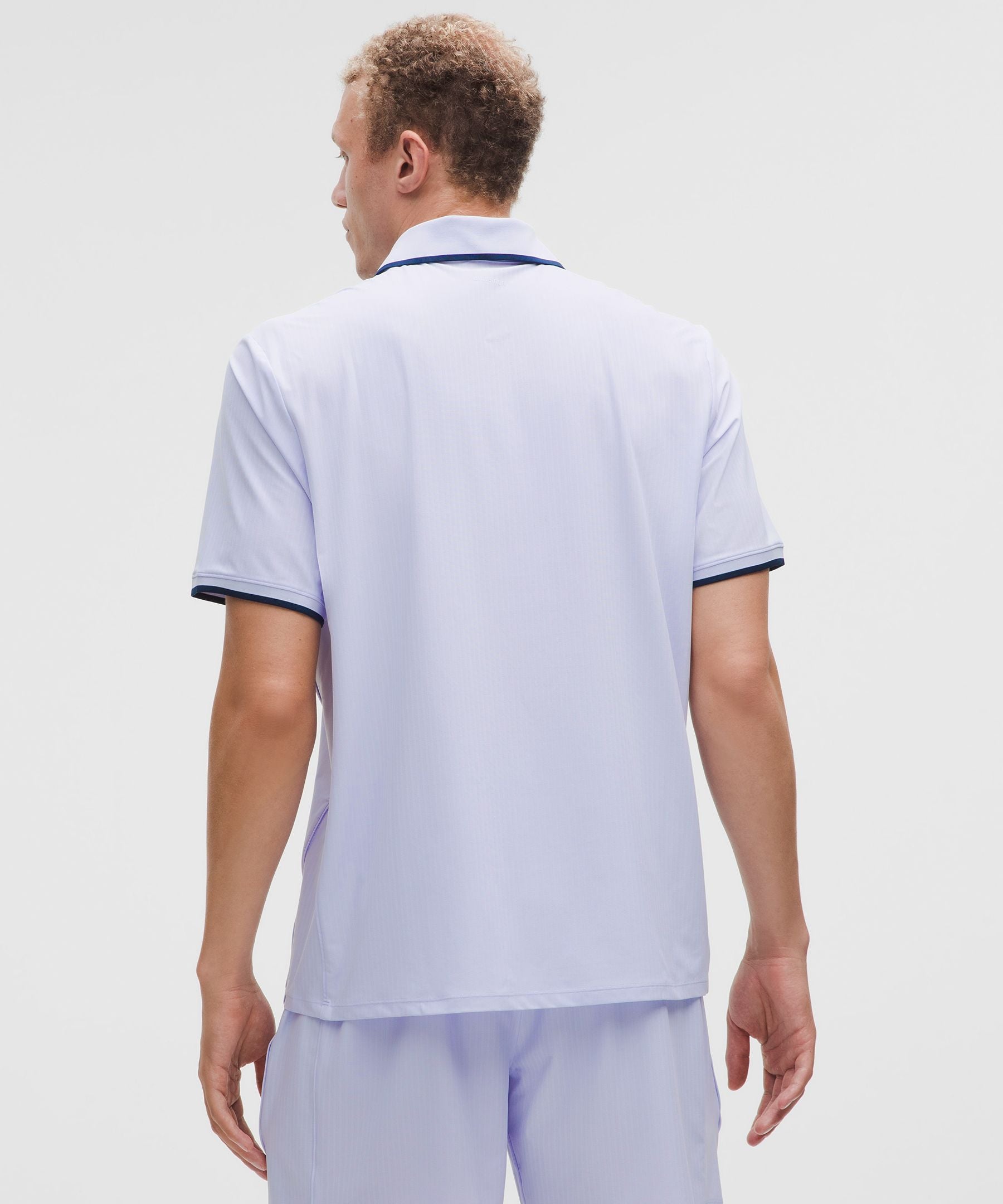 Lululemon UV-Protective Striped Mesh Tennis Polo Shirt Serene Blue