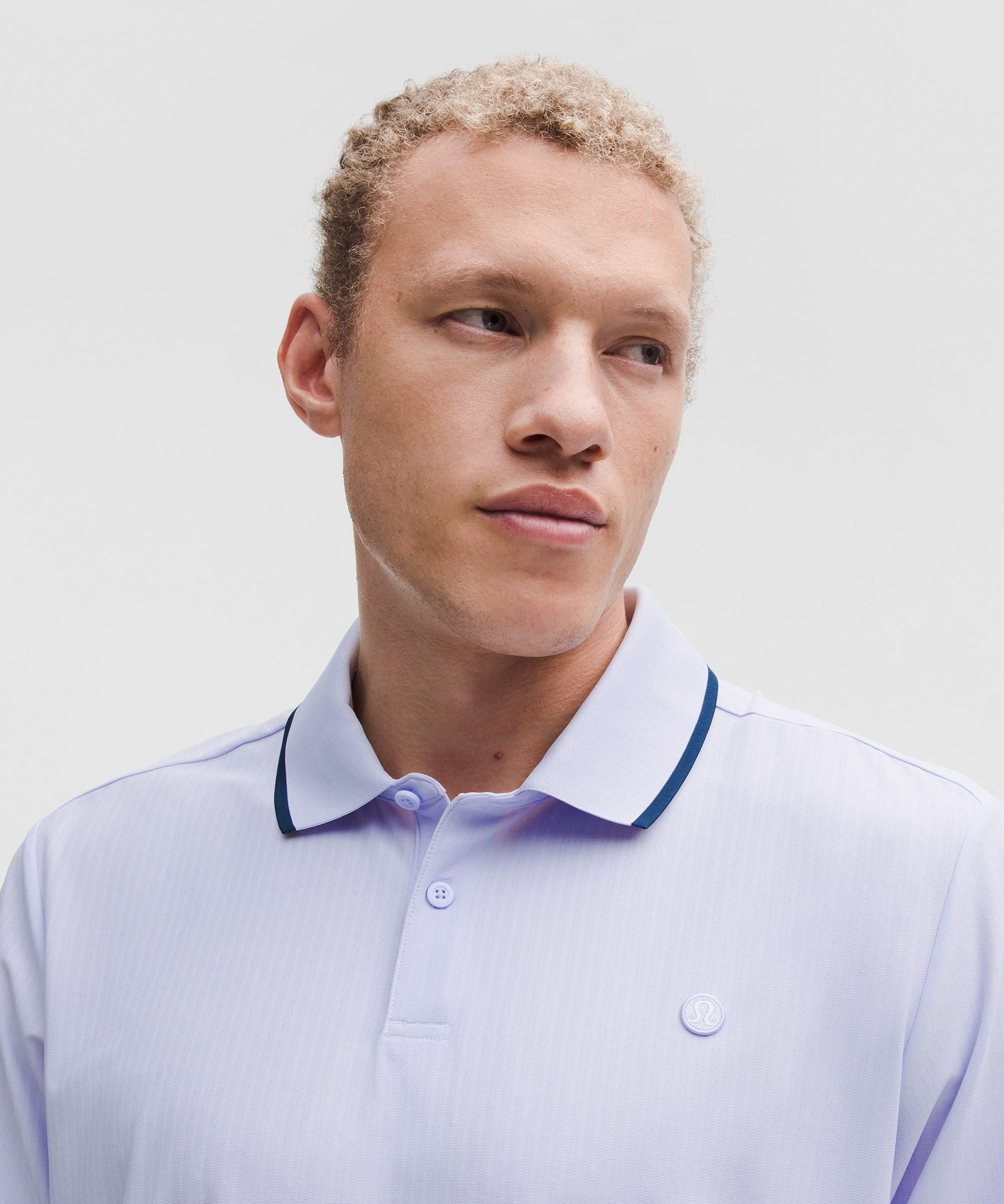 Lululemon UV-Protective Striped Mesh Tennis Polo Shirt Serene Blue