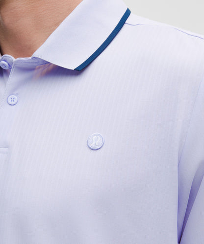 Lululemon UV-Protective Striped Mesh Tennis Polo Shirt Serene Blue