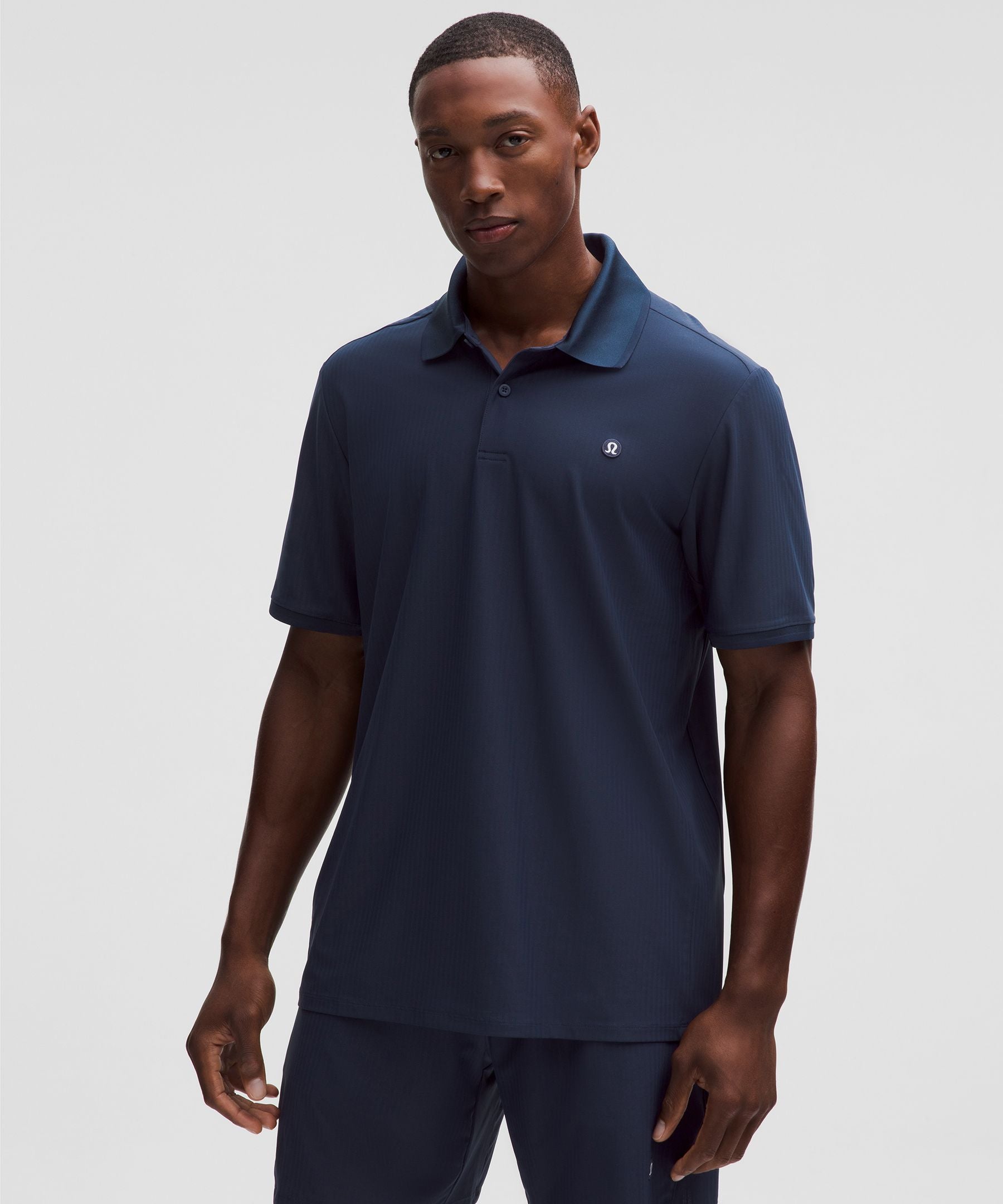 Lululemon UV-Protective Striped Mesh Tennis Polo Shirt Club Blue