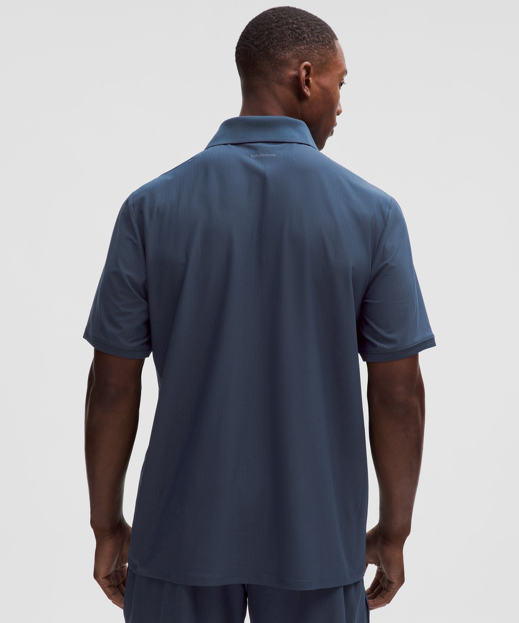 Lululemon UV-Protective Striped Mesh Tennis Polo Shirt Club Blue