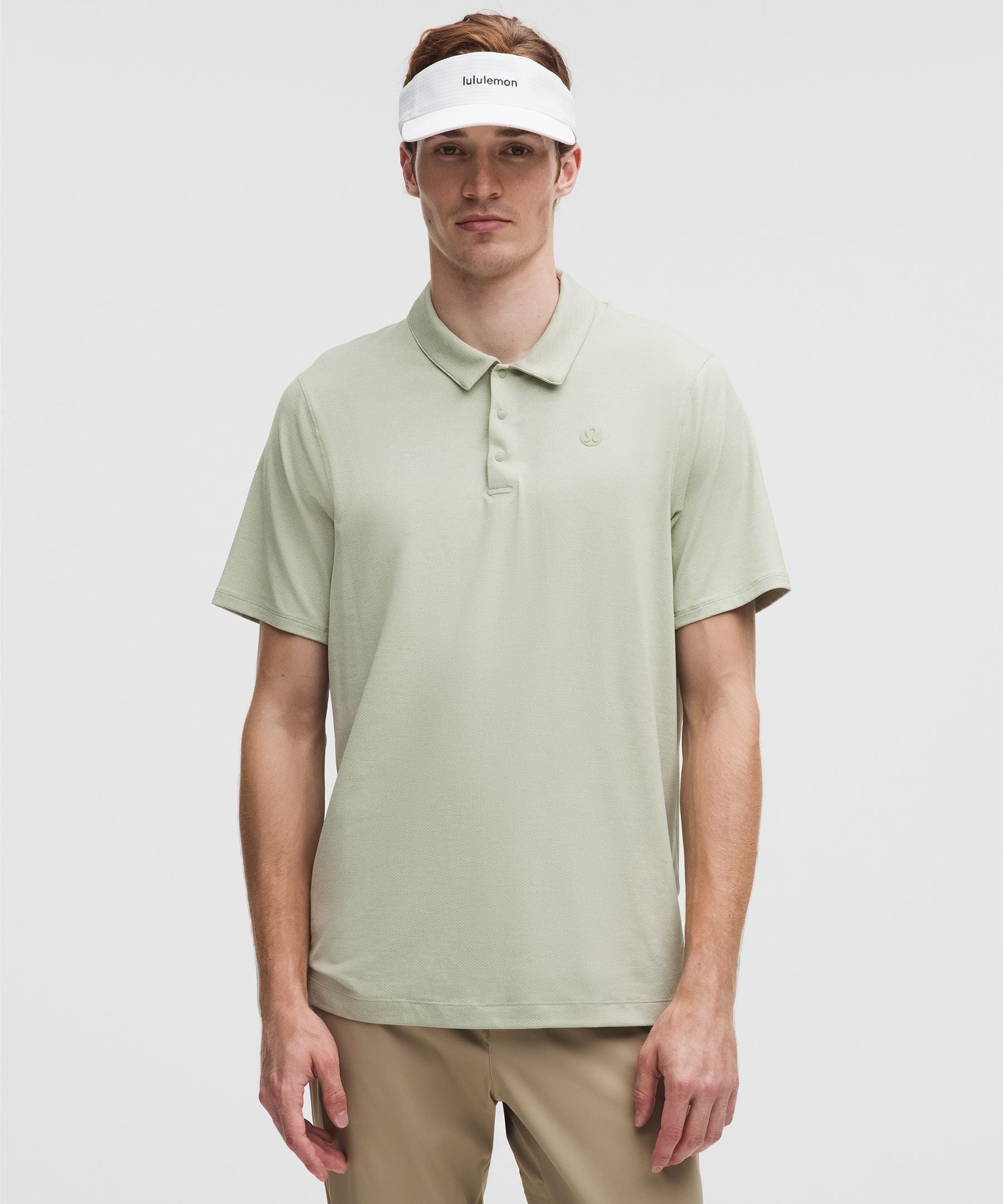 Lululemon Logo Sport Polo Short Sleeve *Updated Fit Heathered Fog Green