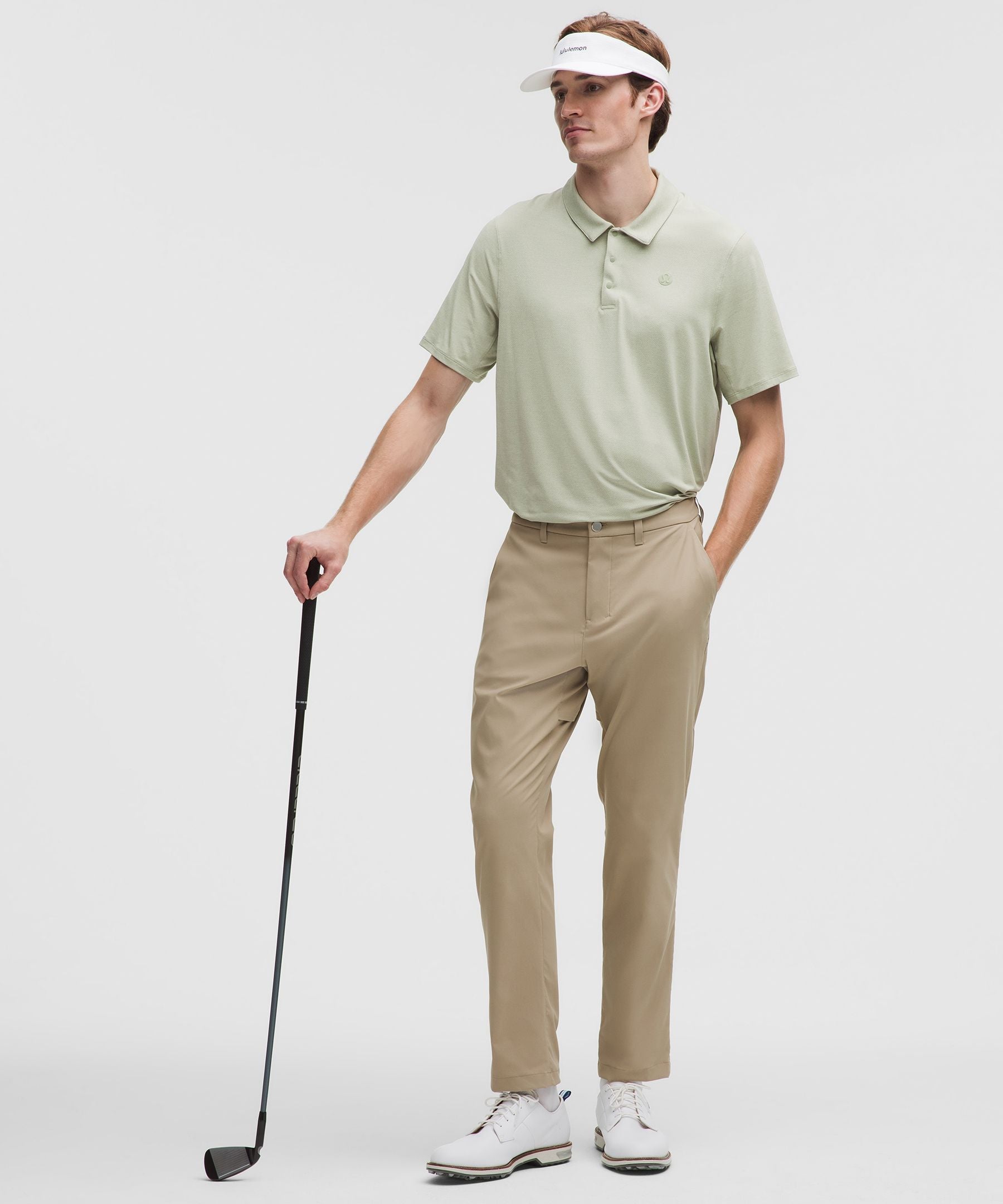 Lululemon Logo Sport Polo Short Sleeve *Updated Fit Heathered Fog Green