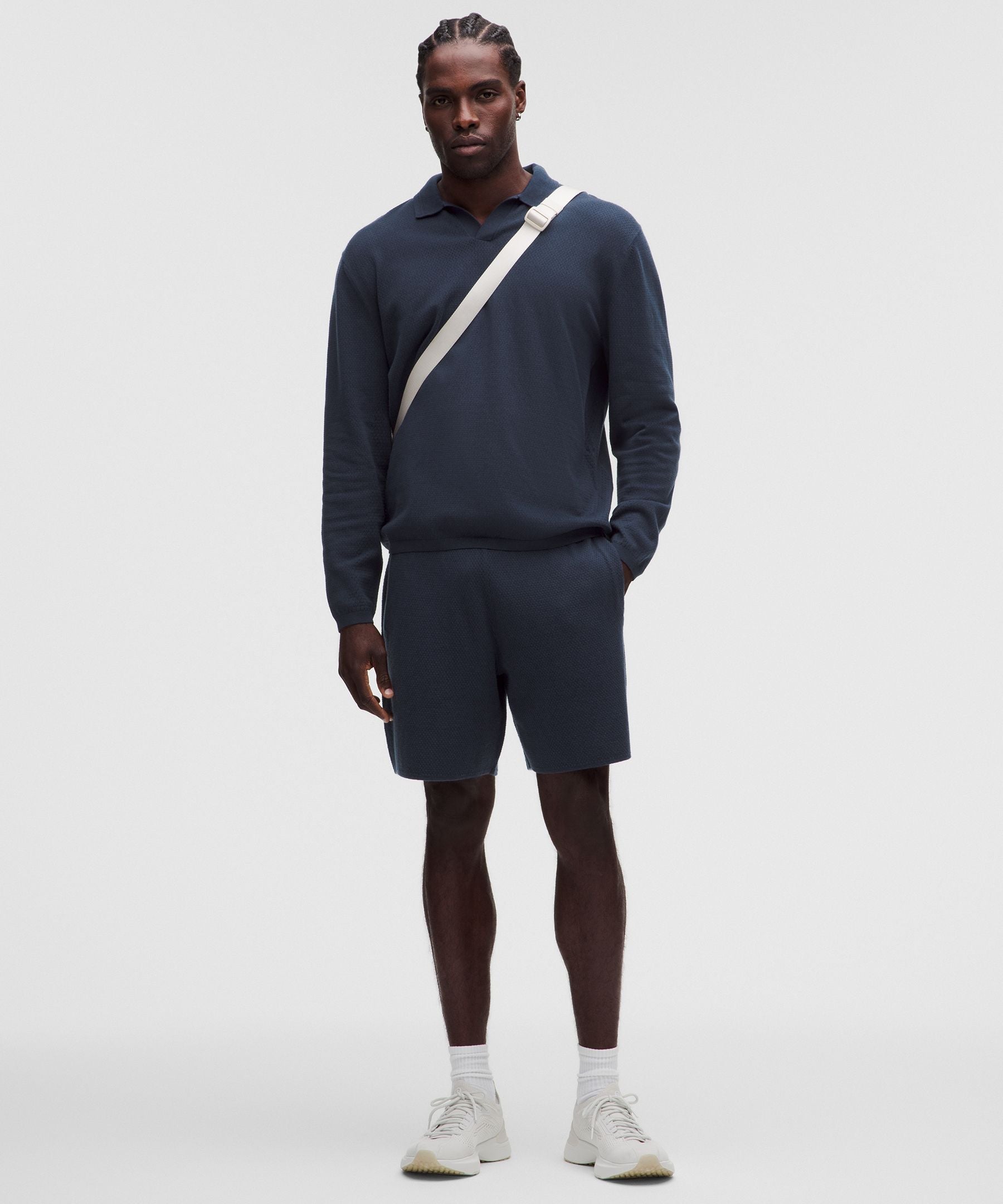 Lululemon Cotton-Blend Knit Long-Sleeve Polo Shirt