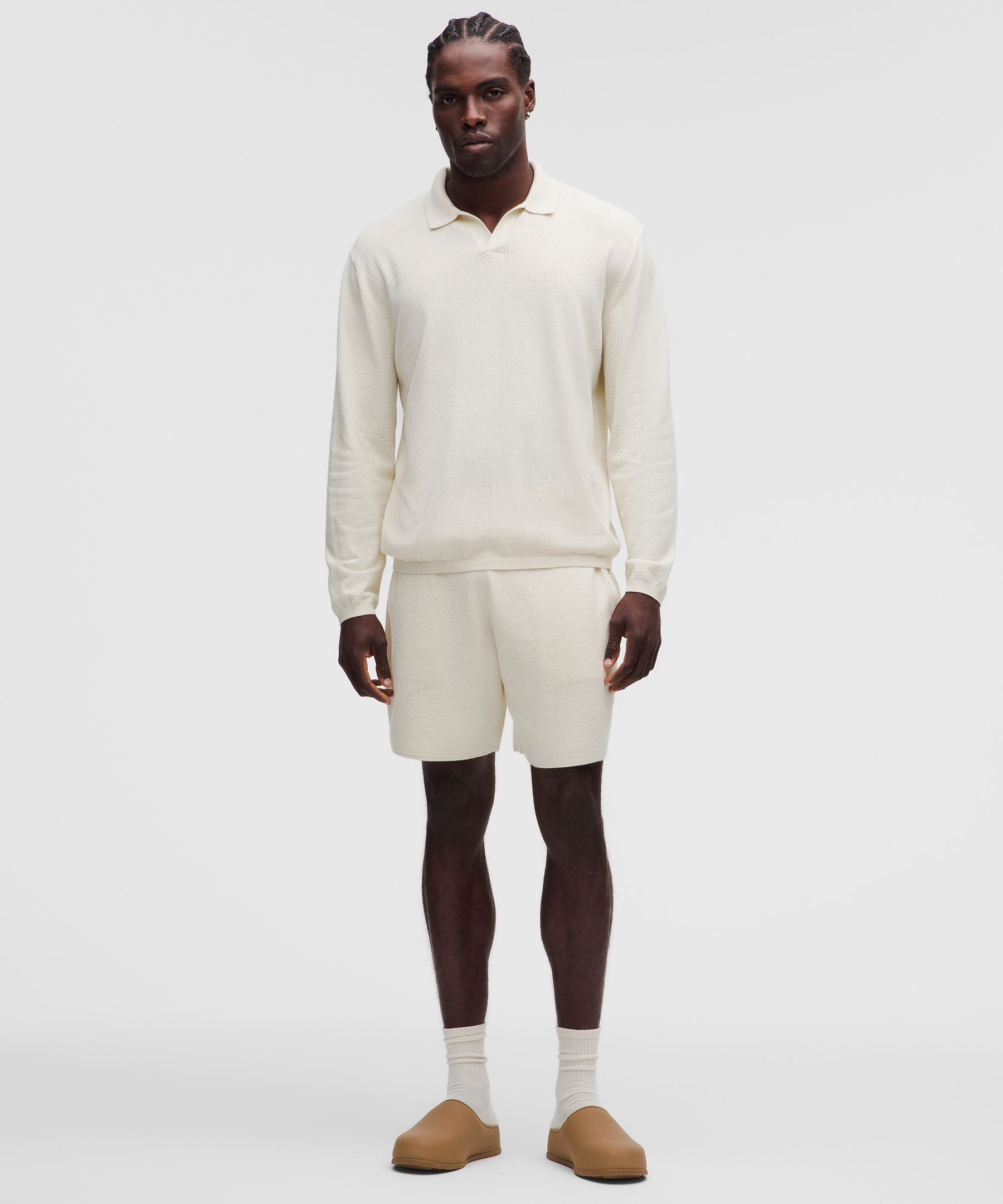 Lululemon Cotton-Blend Knit Long-Sleeve Polo Shirt