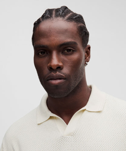 Lululemon Cotton-Blend Knit Long-Sleeve Polo Shirt