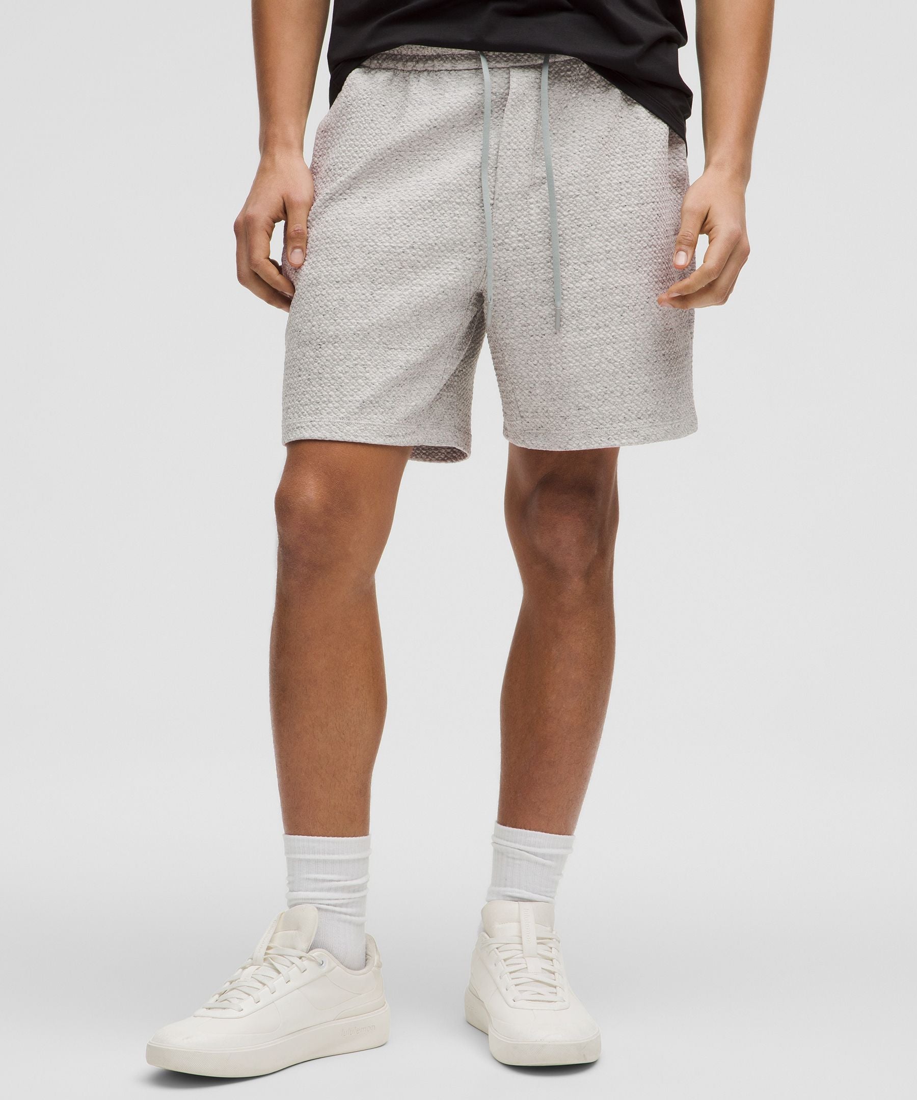 Lululemon Textured Double-Knit Cotton Short 7" Heathered Melody Light Grey/Black