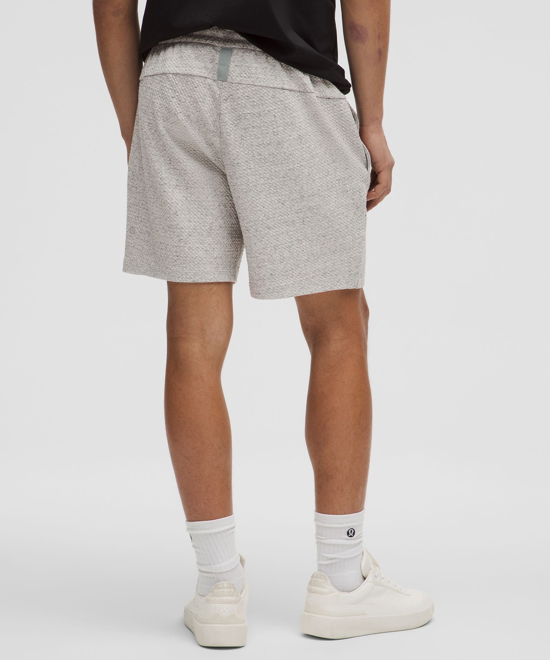 Lululemon Textured Double-Knit Cotton Short 7" Heathered Melody Light Grey/Black