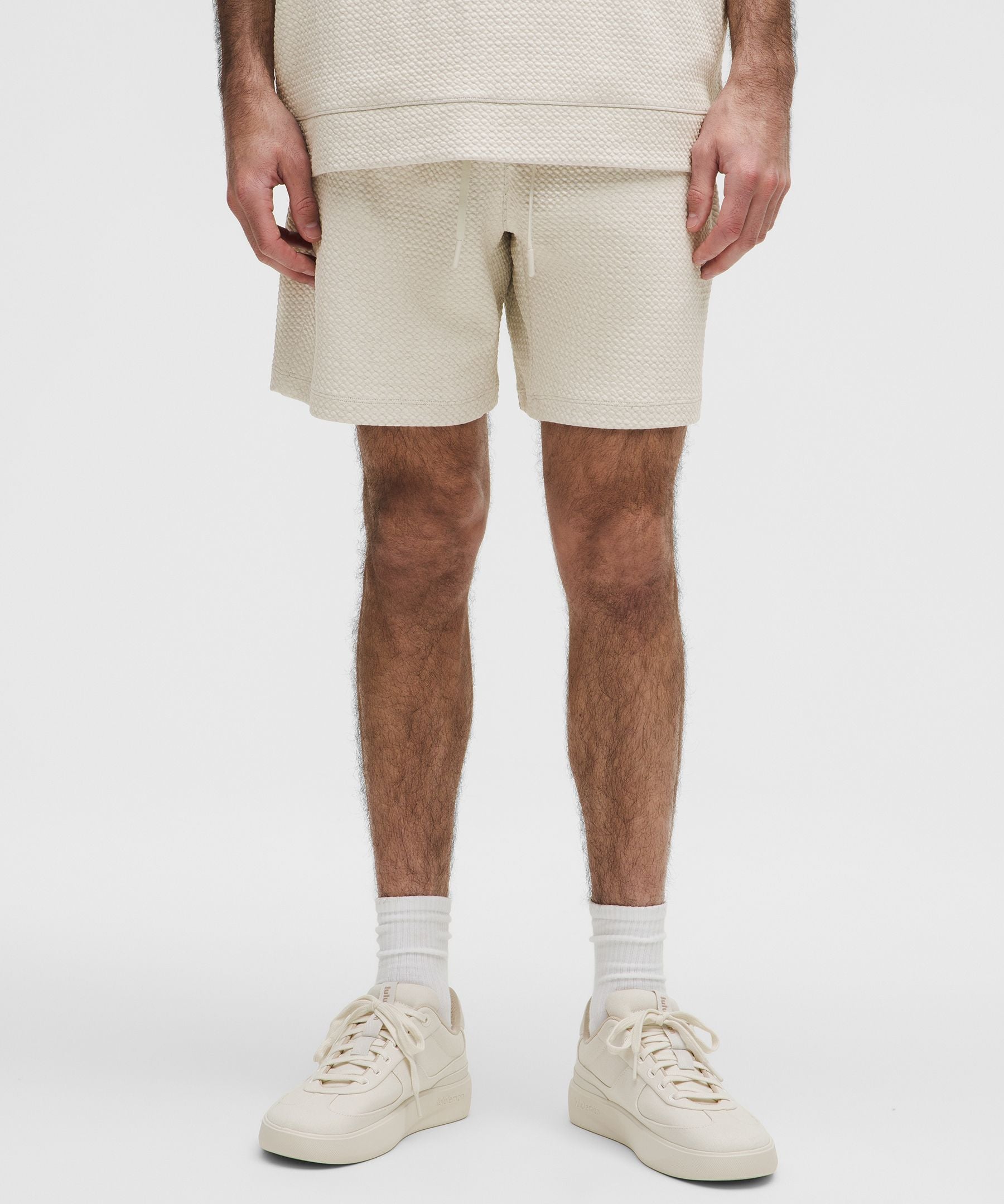 Lululemon Textured Double-Knit Cotton Short 7" Heathered Bone/Black