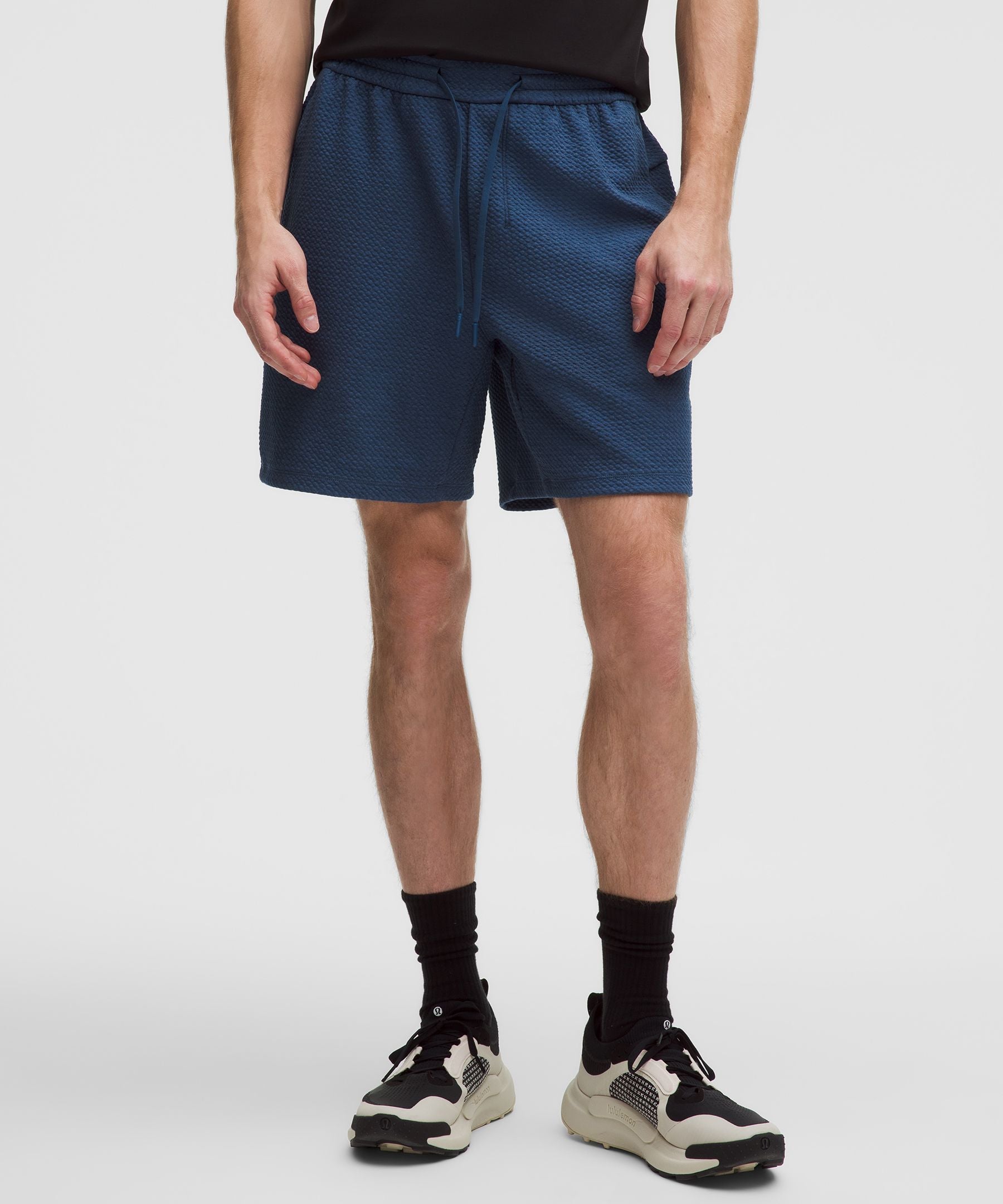 Lululemon Textured Double-Knit Cotton Short 7" Heathered Blue Twill/Black