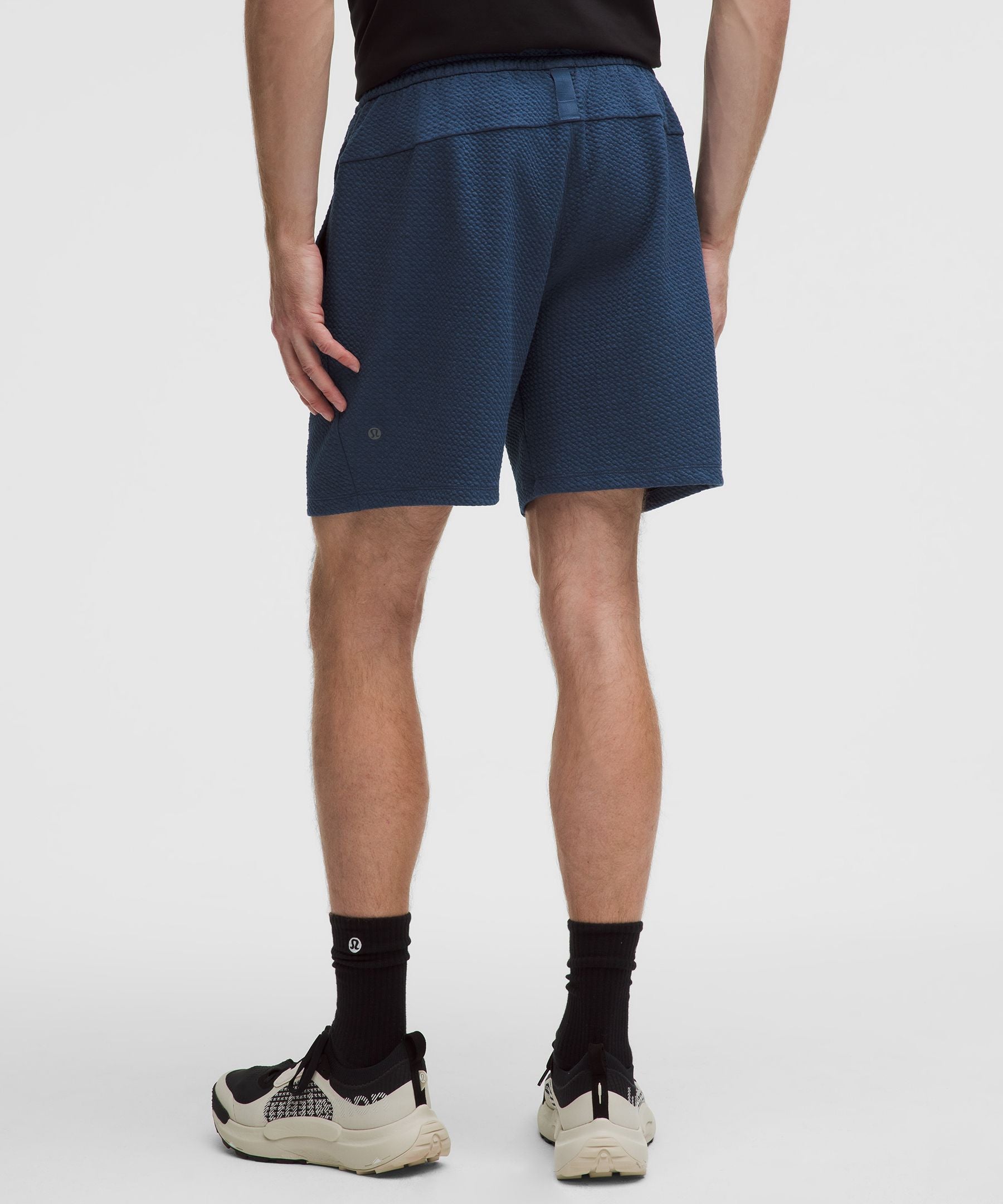 Lululemon Textured Double-Knit Cotton Short 7" Heathered Blue Twill/Black