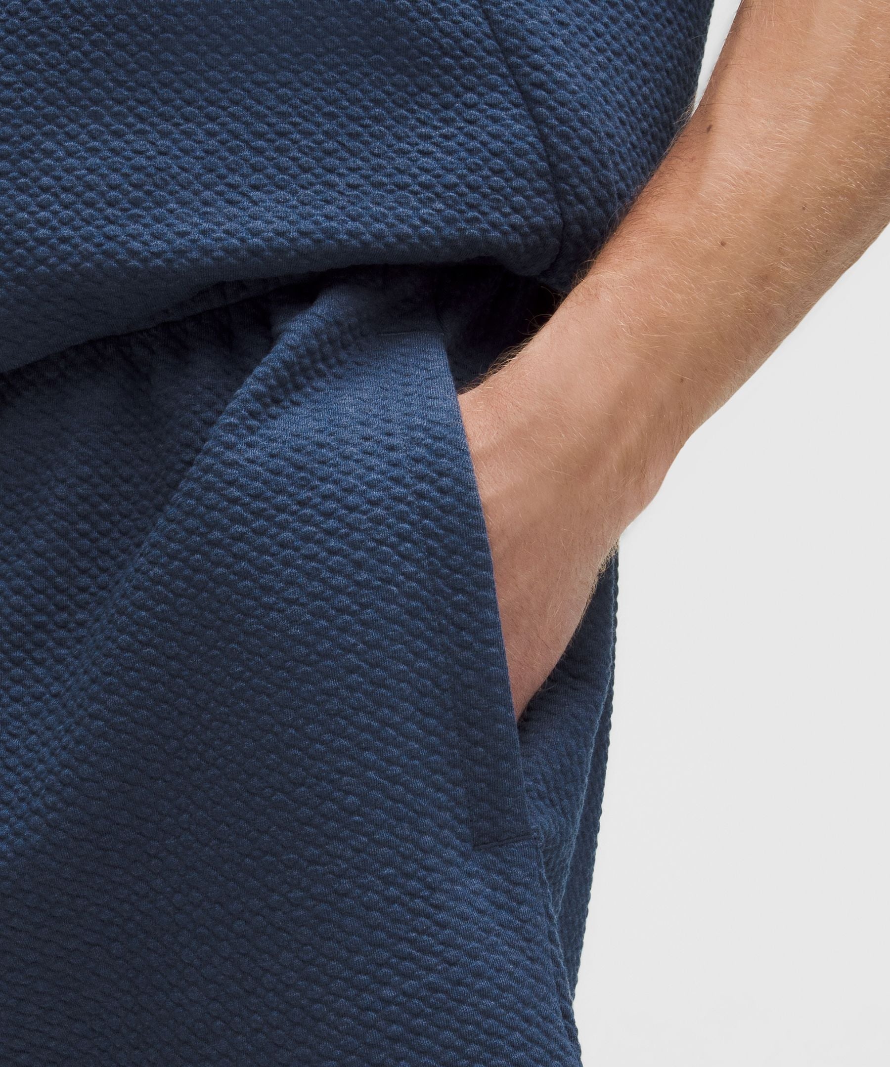 Lululemon Textured Double-Knit Cotton Short 7" Heathered Blue Twill/Black