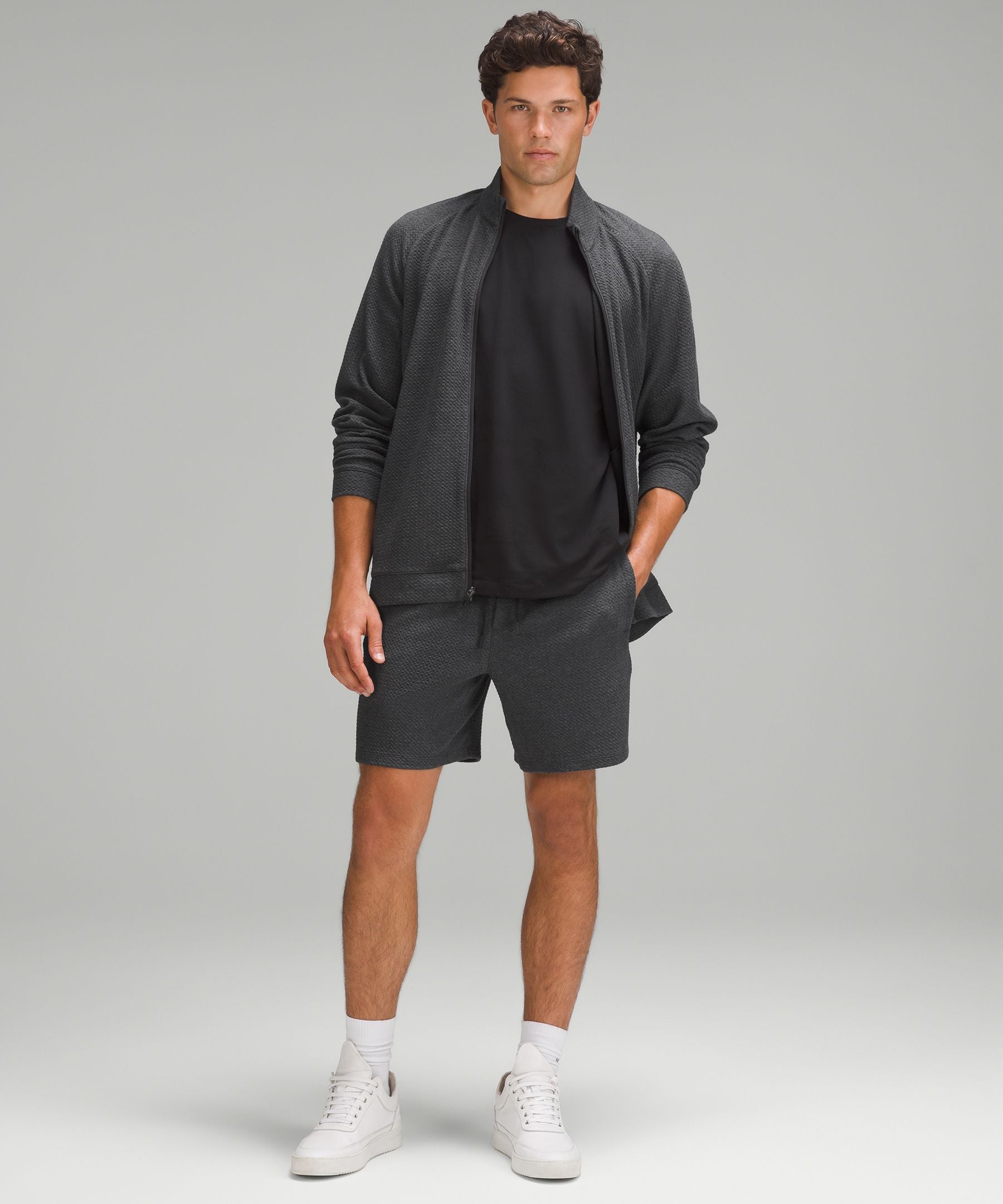 Lululemon Textured Double-Knit Cotton Short 7" Heathered Black/Black