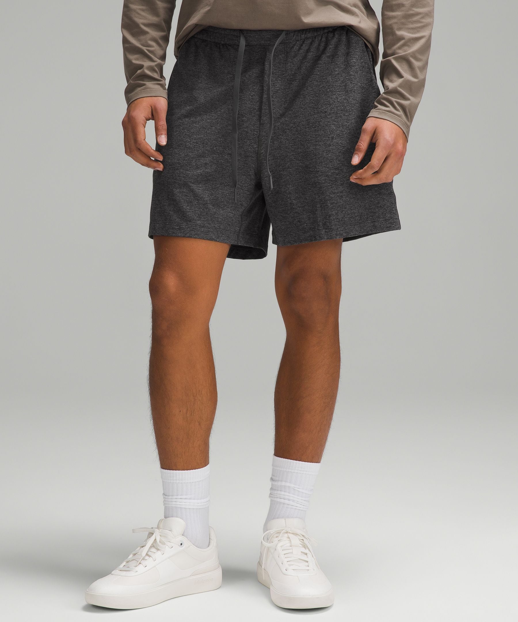Lululemon Soft Jersey Short 5" Heathered Black/Heathered Graphite Grey