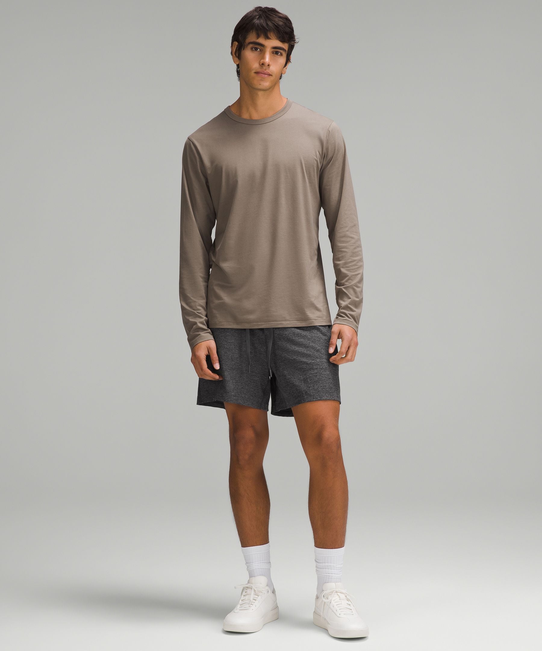 Lululemon Soft Jersey Short 5" Heathered Black/Heathered Graphite Grey