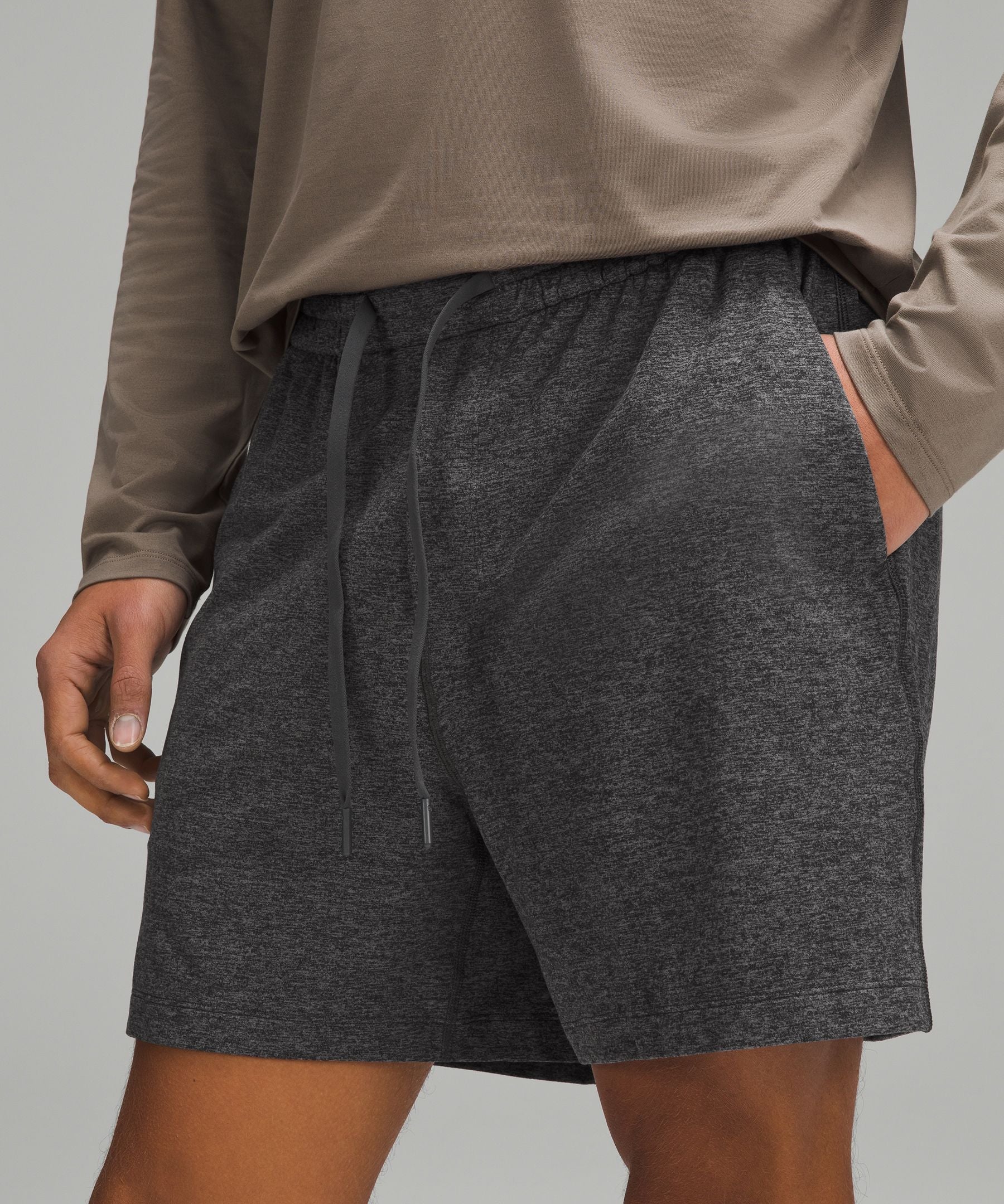 Lululemon Soft Jersey Short 5" Heathered Black/Heathered Graphite Grey