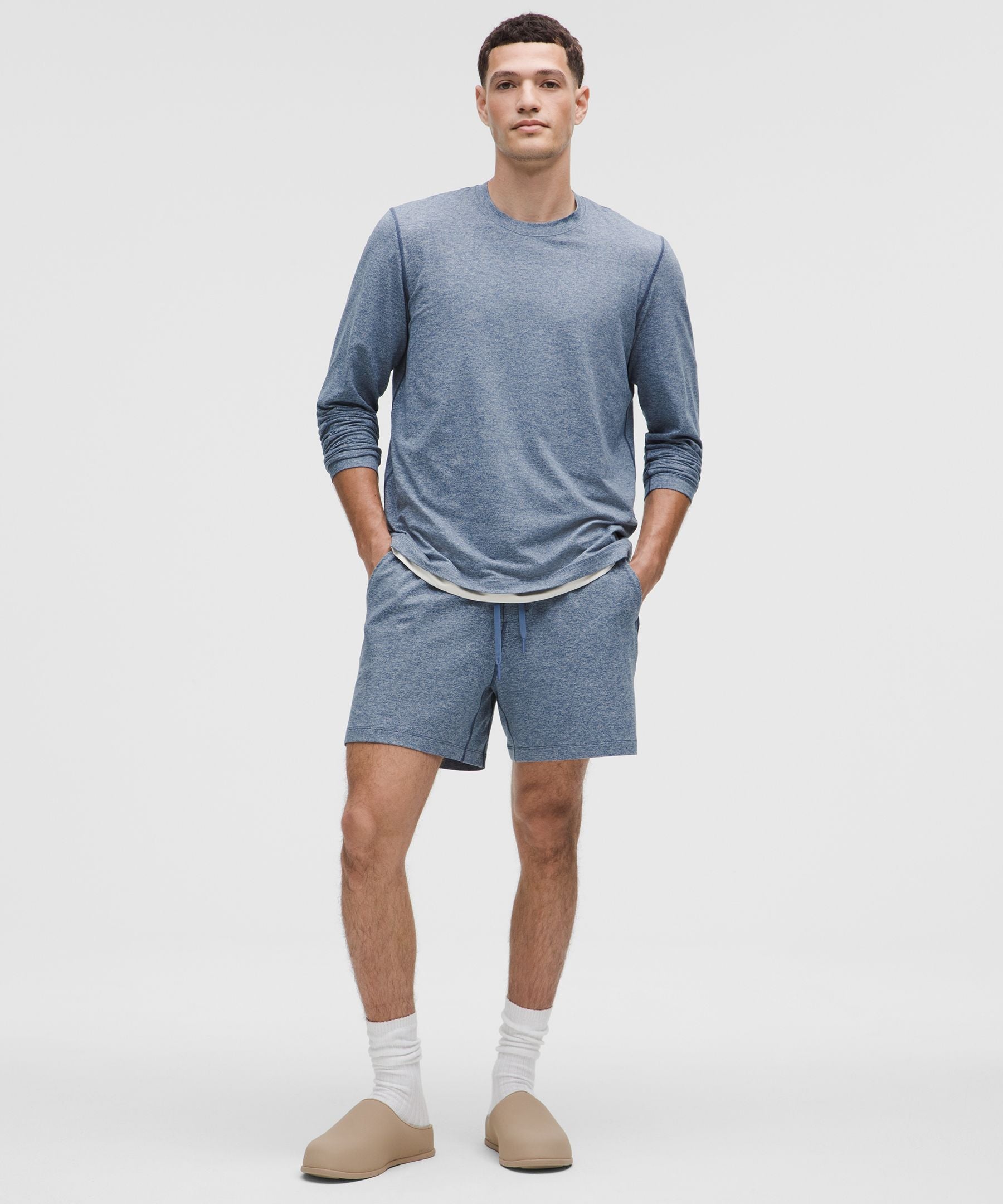 Lululemon Soft Jersey Short 5" Heathered Blue Twill/Heathered Dove Grey