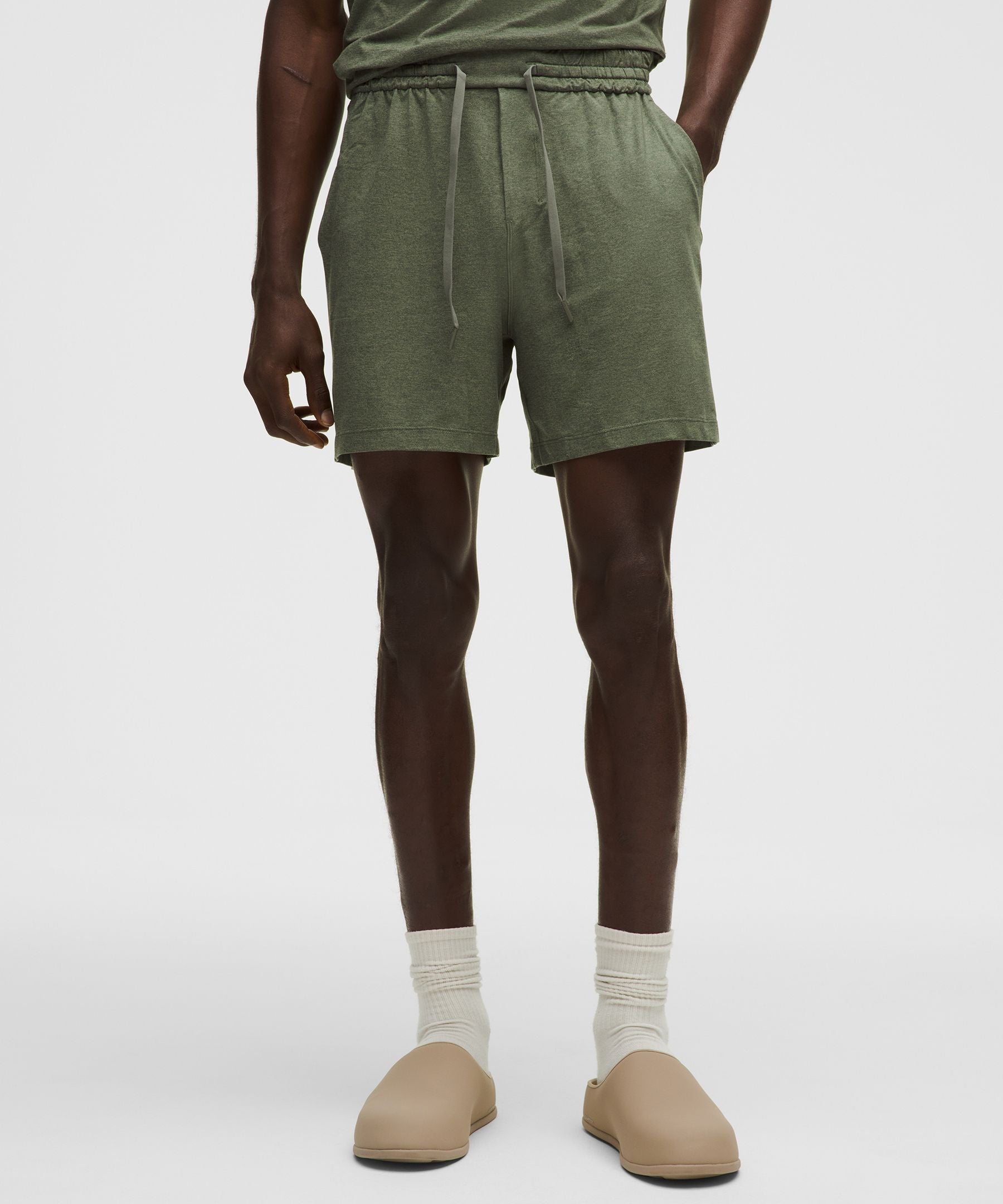 Lululemon Soft Jersey Short 5" Heathered Palm Deco/Heathered Bay Leaf
