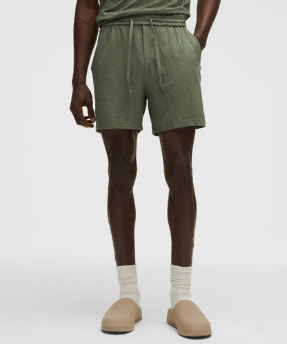 Lululemon Soft Jersey Short 5" Heathered Palm Deco/Heathered Bay Leaf