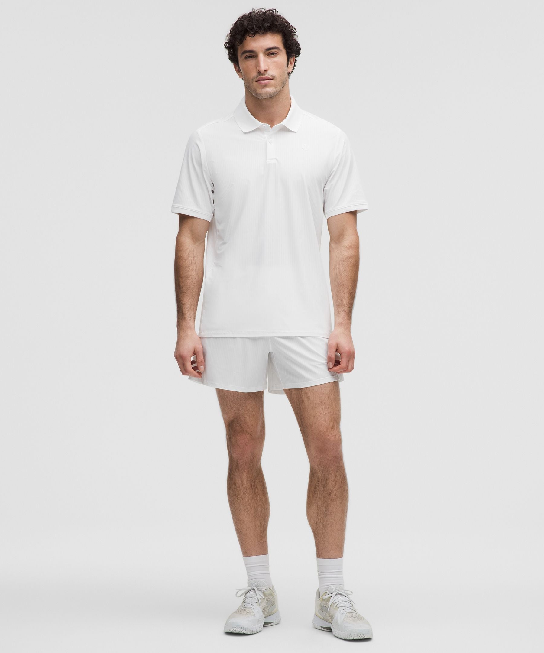 Lululemon Striped Mesh Tennis Short 5" White