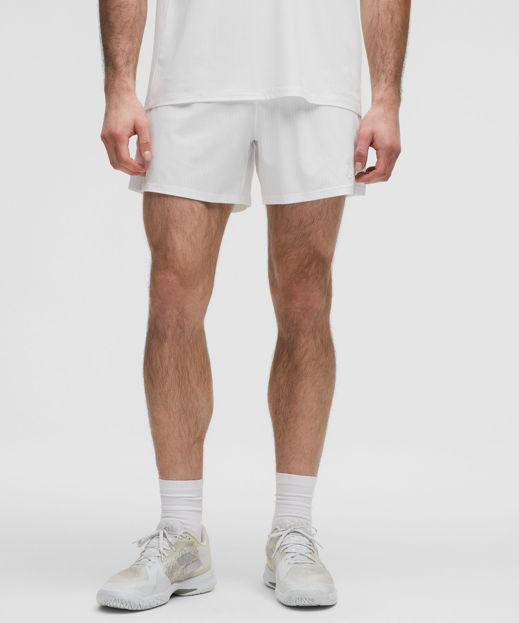 Lululemon Striped Mesh Tennis Short 5" White
