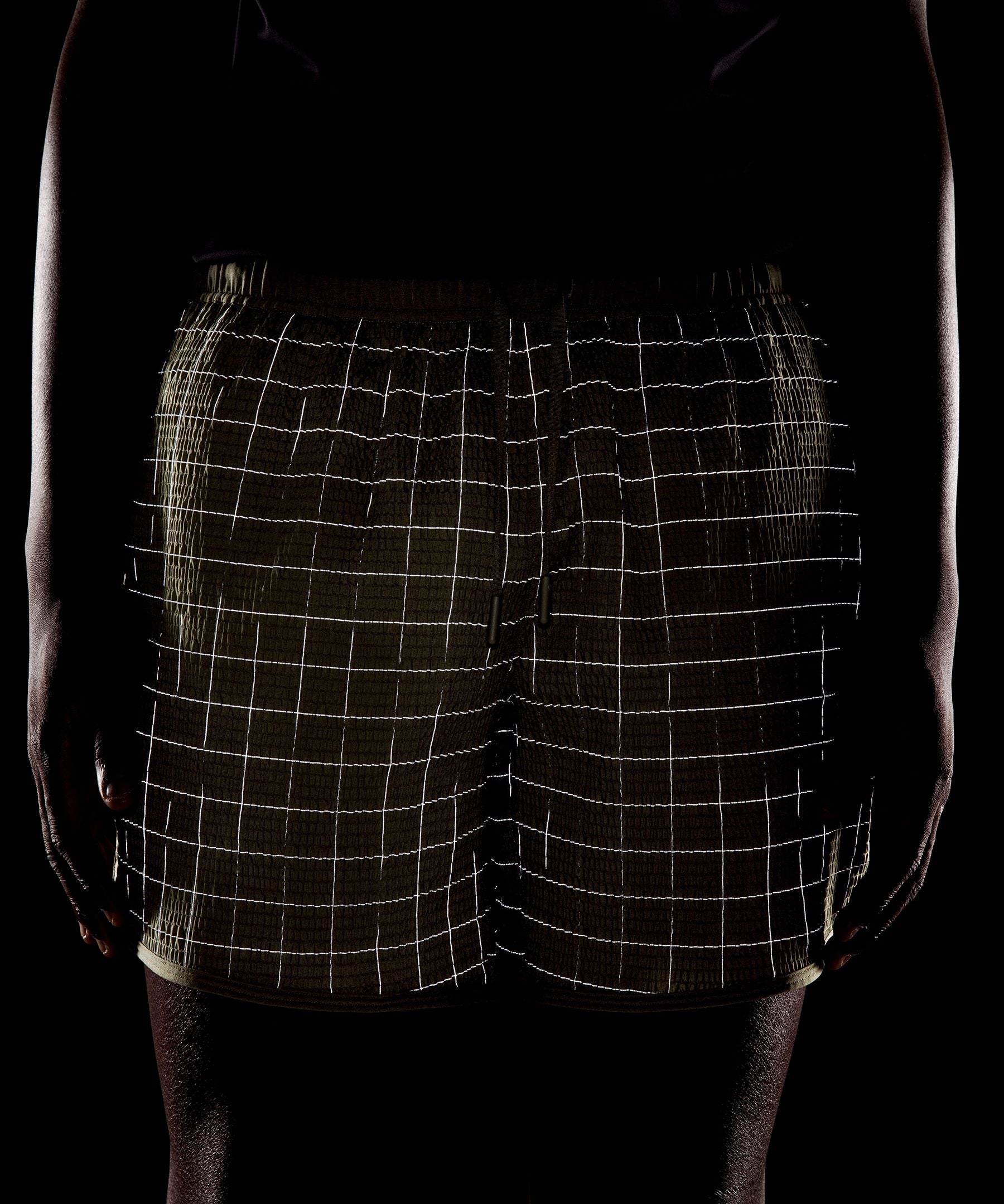 Lululemon Mile Maker Reflective Linerless Short 6" Bay Leaf