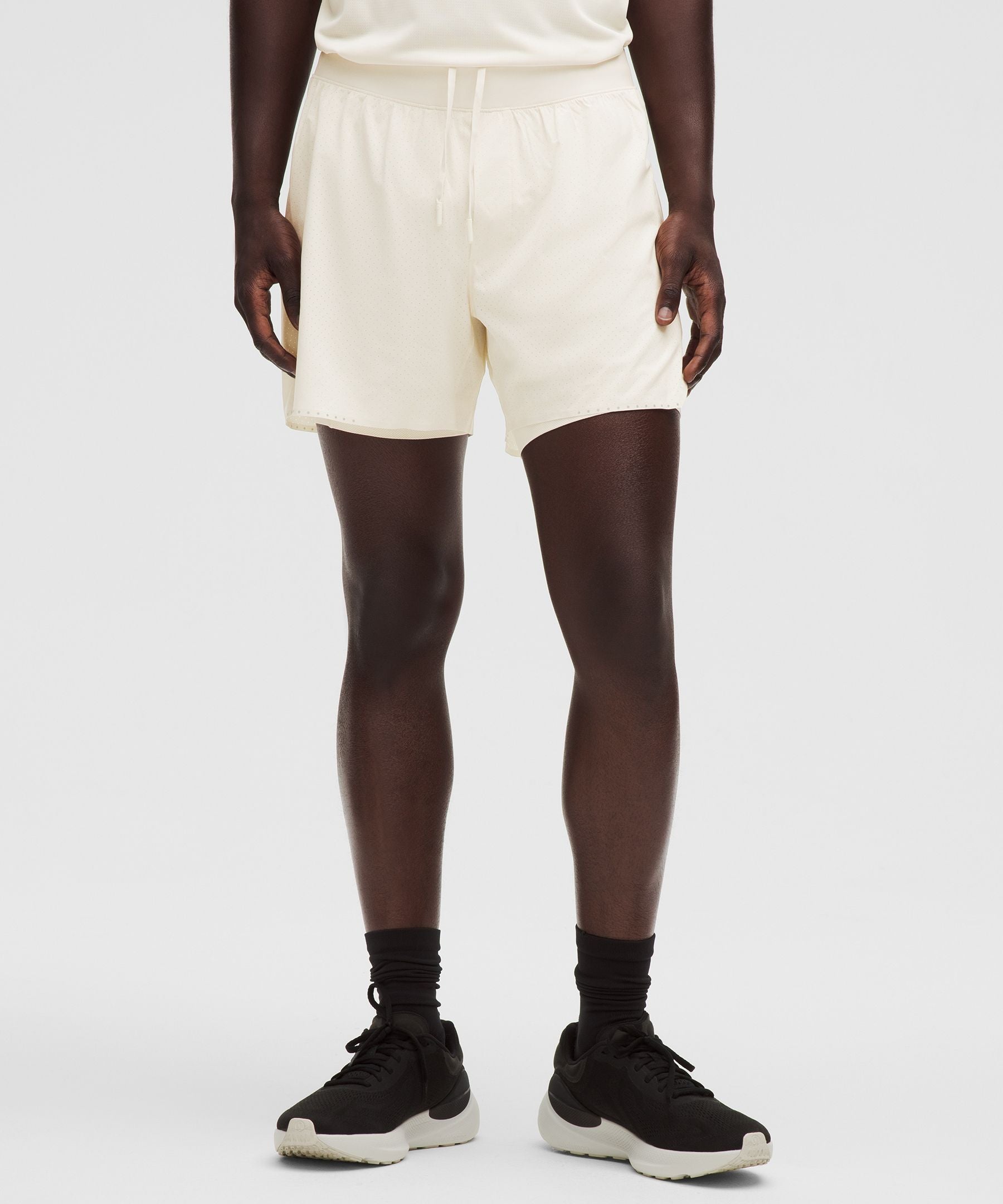 Lululemon Fast and Free Lined Running Short 5" Light Ivory
