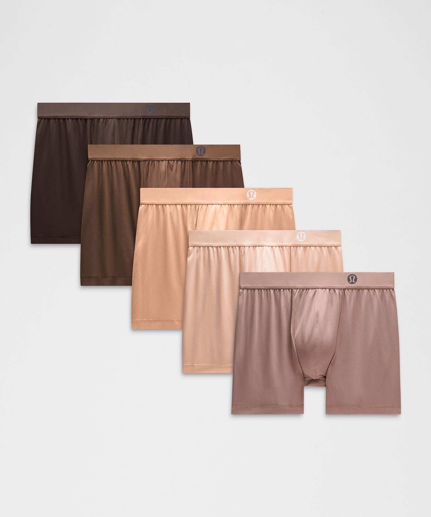 Lululemon Always In Motion Boxer 5" *5 Pack French Press/Java/Twilight Rose/Pink Clay/Misty Shell