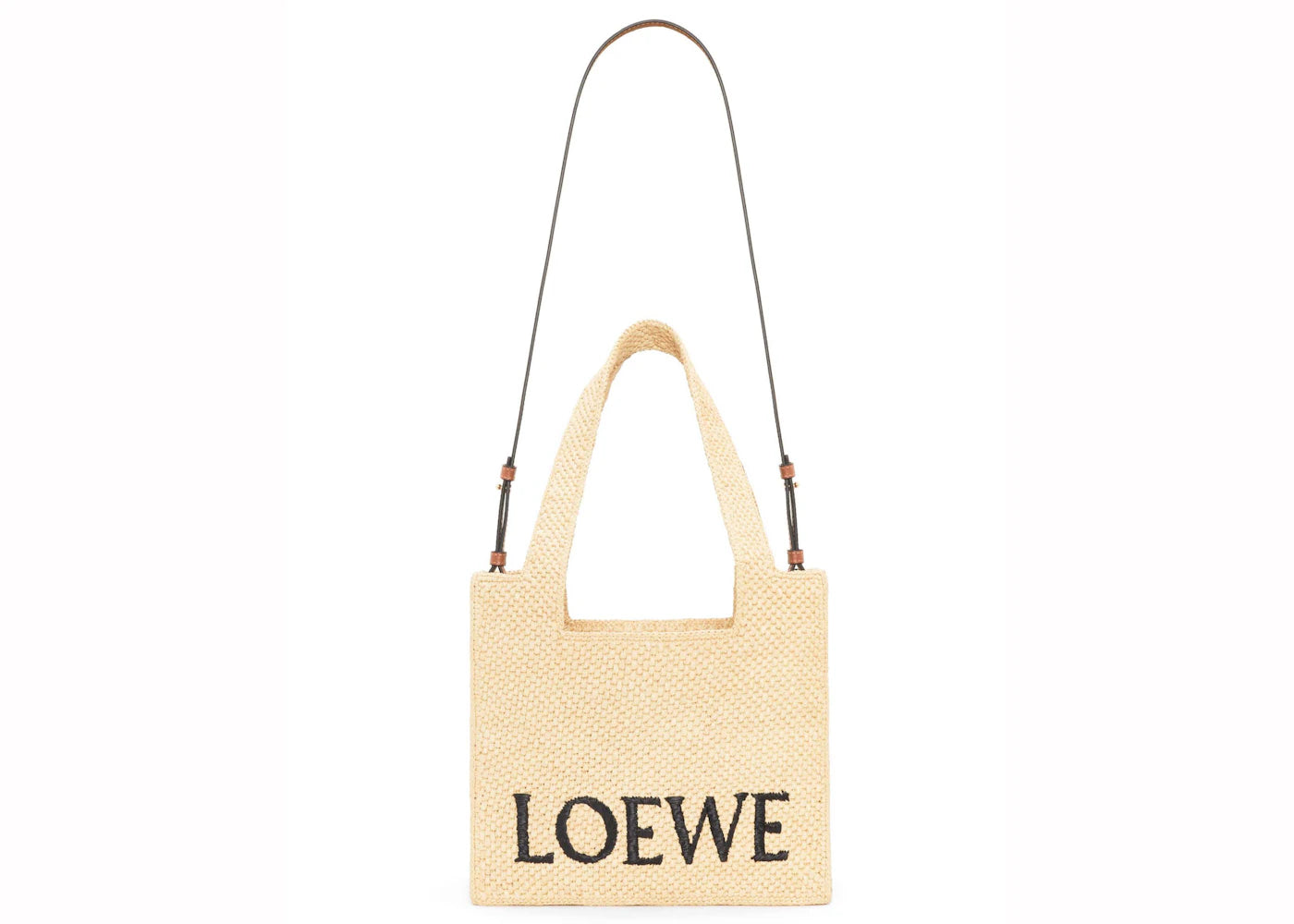 Loewe Medium Font Tote In Raffia Natural