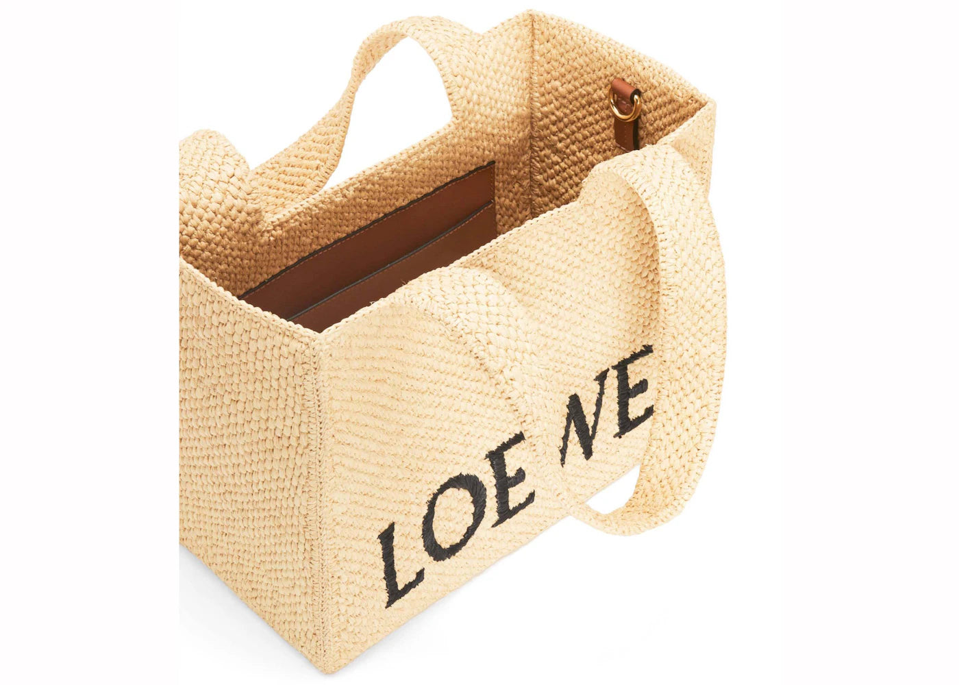 Loewe Medium Font Tote In Raffia Natural