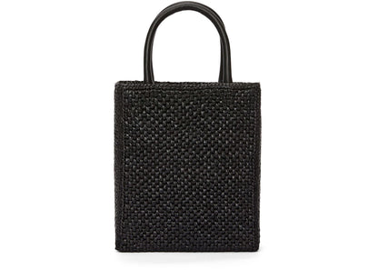 Loewe Standard A5 Tote Bag In Raffia Black/White