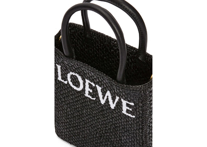Loewe Standard A5 Tote Bag In Raffia Black/White